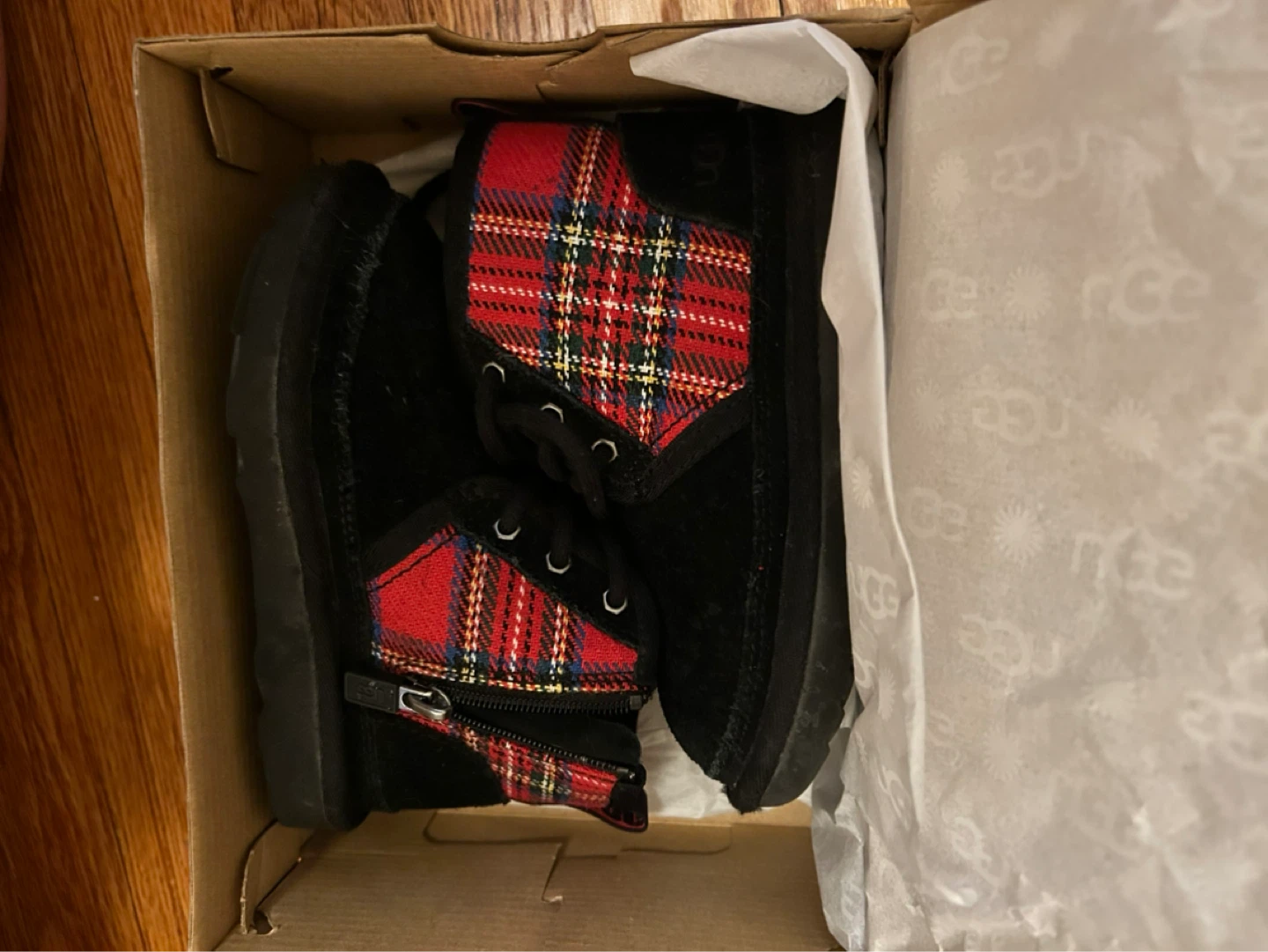 UGG Toddler Boots Black Plaid