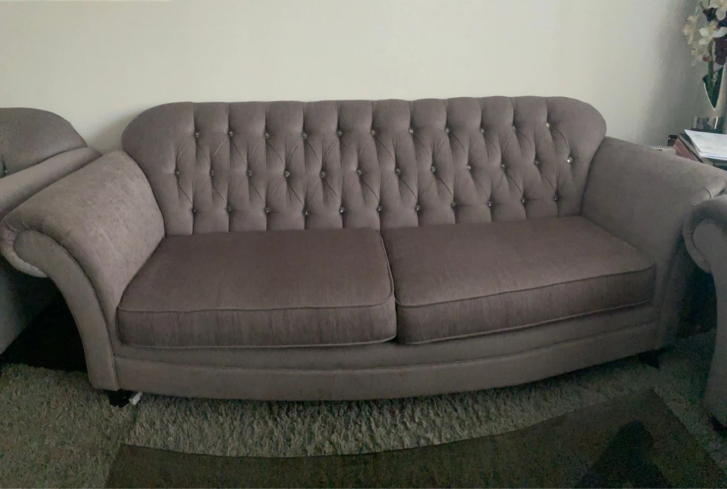 Tufted Grey Fabric Sofa Set - photo 2