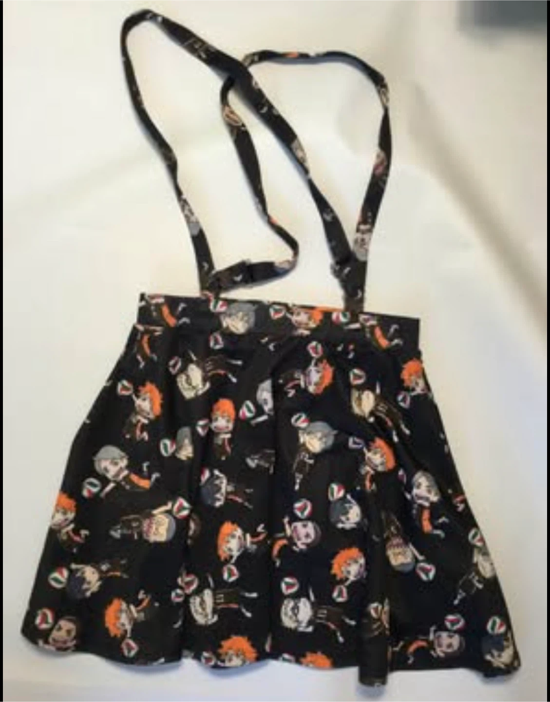 Anime Character Print Suspender Skirt