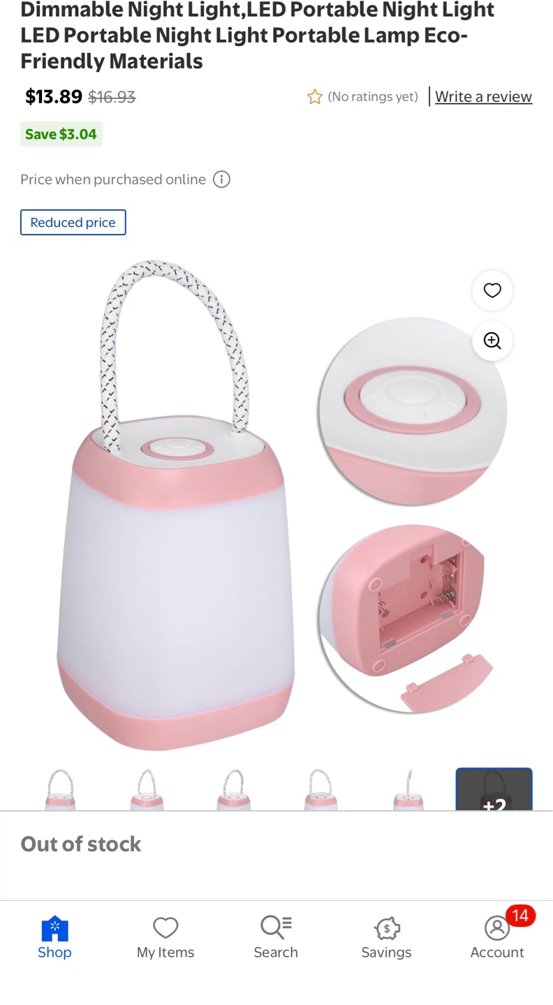 Dimmable LED Portable Night Light Lamp