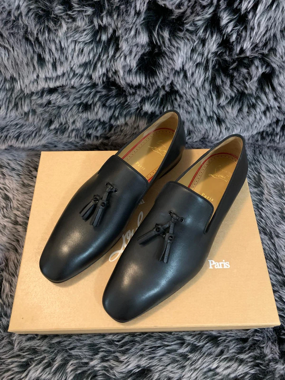 Christian Louboutin Black Leather Tassel Loafers