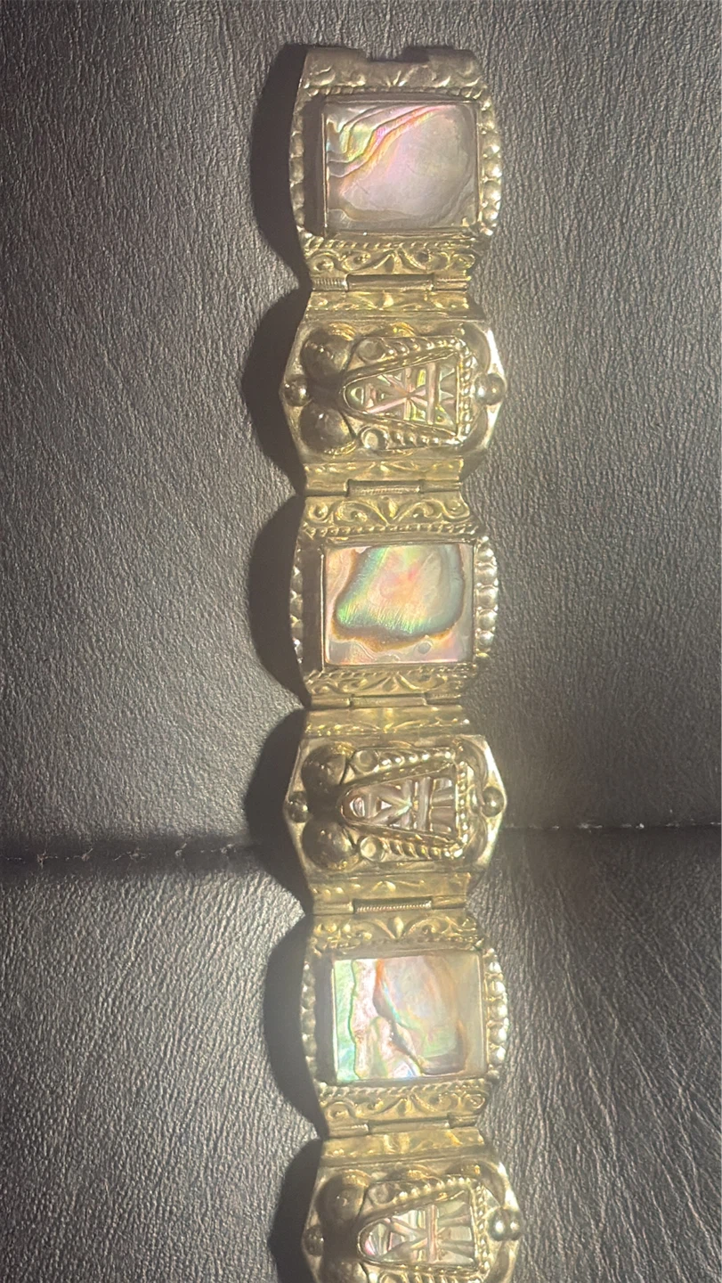 Silver Mexican 70’s Bracelet with Abalone - photo 2