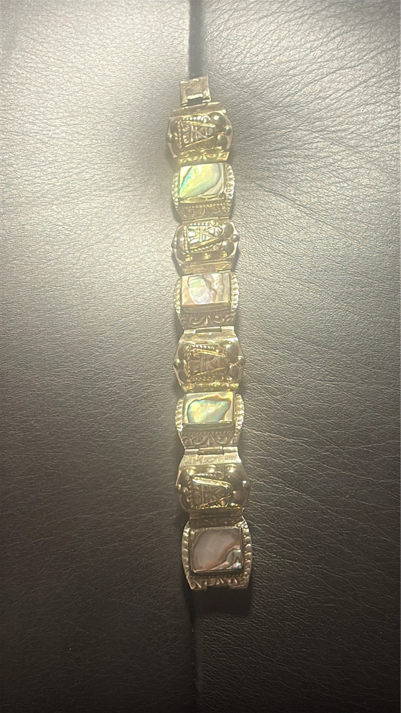 Silver Mexican 70’s Bracelet with Abalone - photo 4