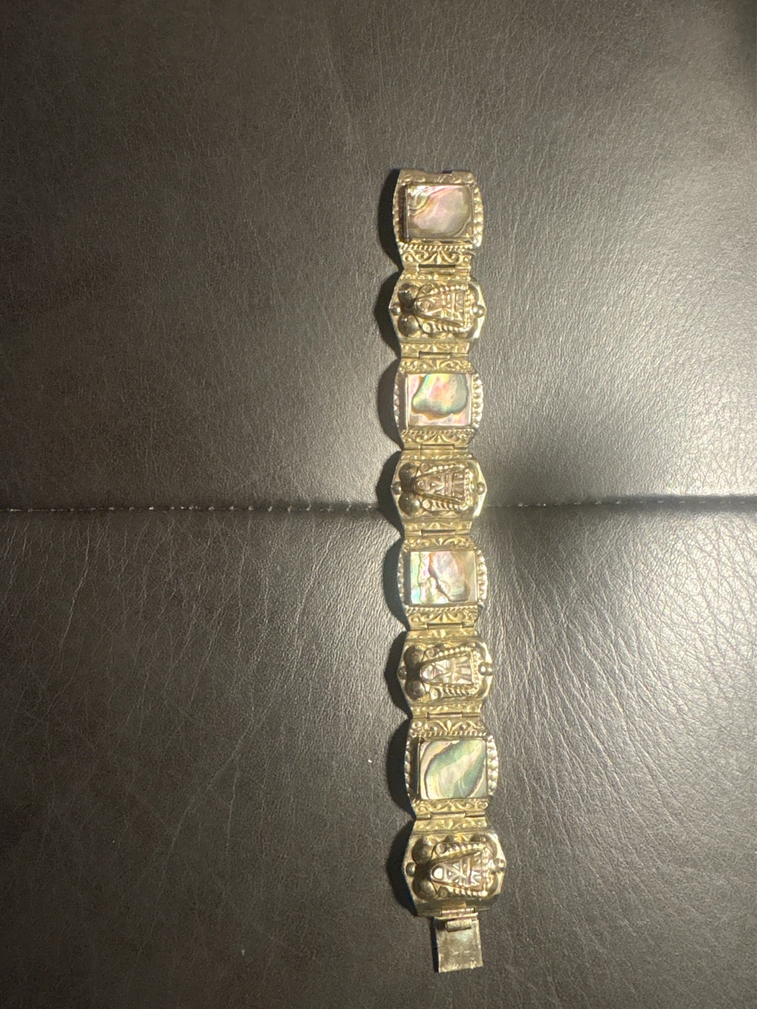 Silver Mexican 70’s Bracelet with Abalone