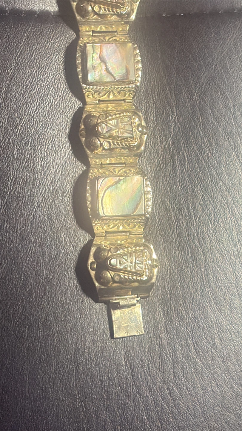 Silver Mexican 70’s Bracelet with Abalone - photo 3