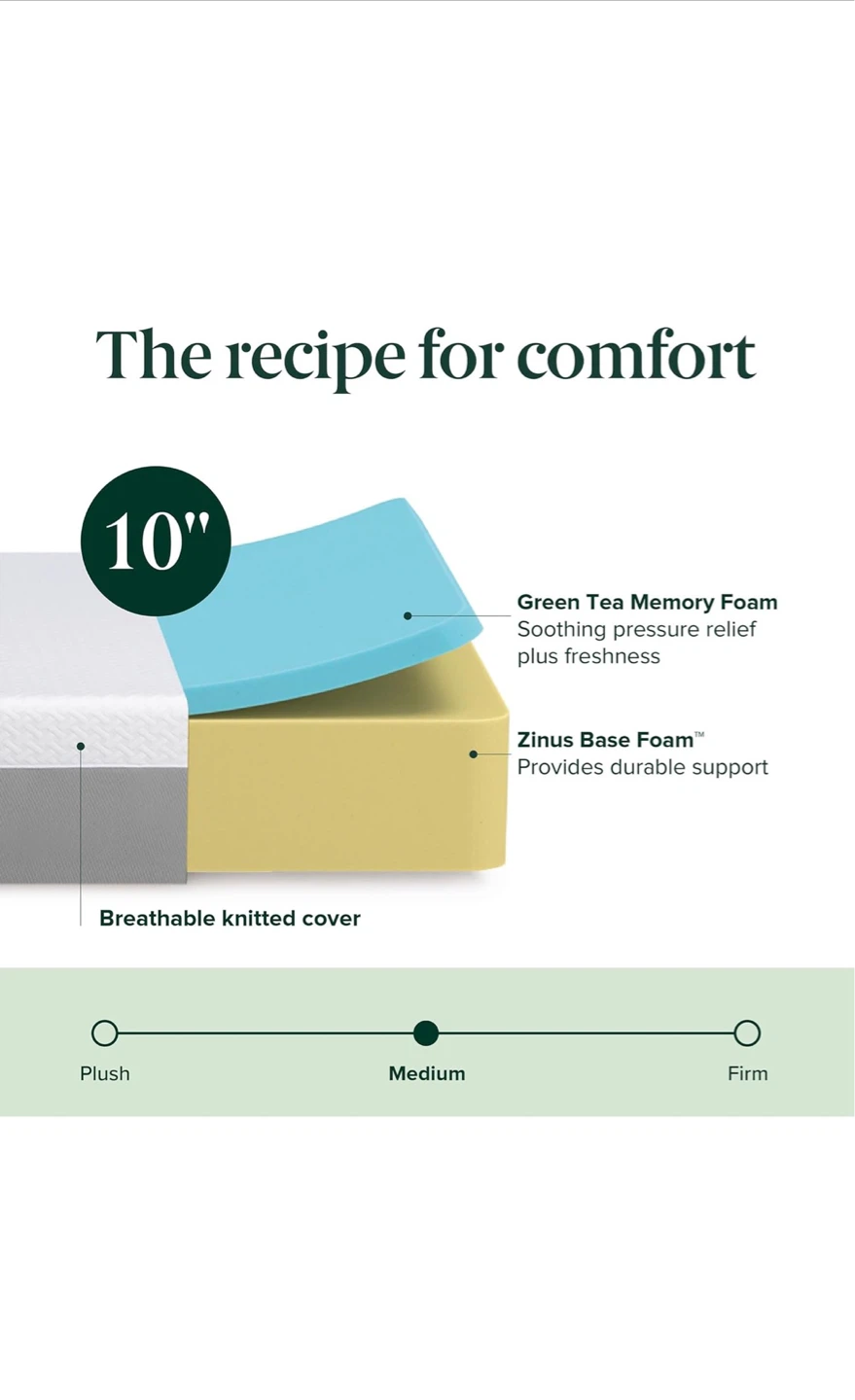 Zinus 12 Inch King Green Tea Memory Foam Mattress - photo 3