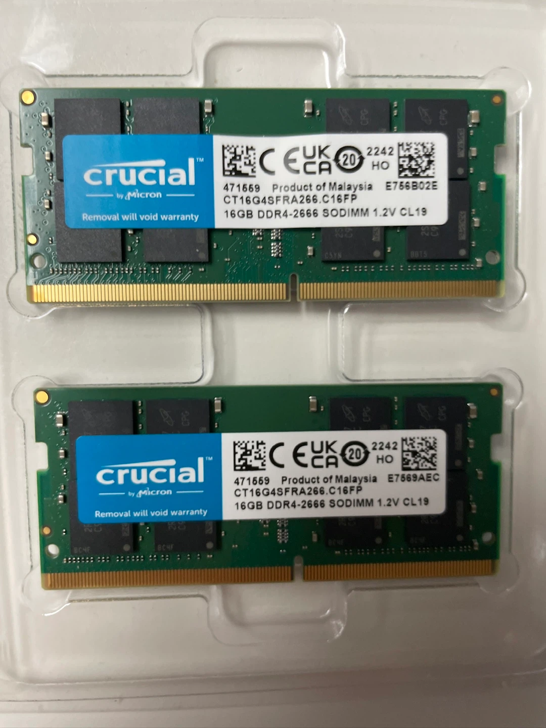 32GB (2x16GB) Crucial DDR4 2666MHz Laptop RAM - NEW