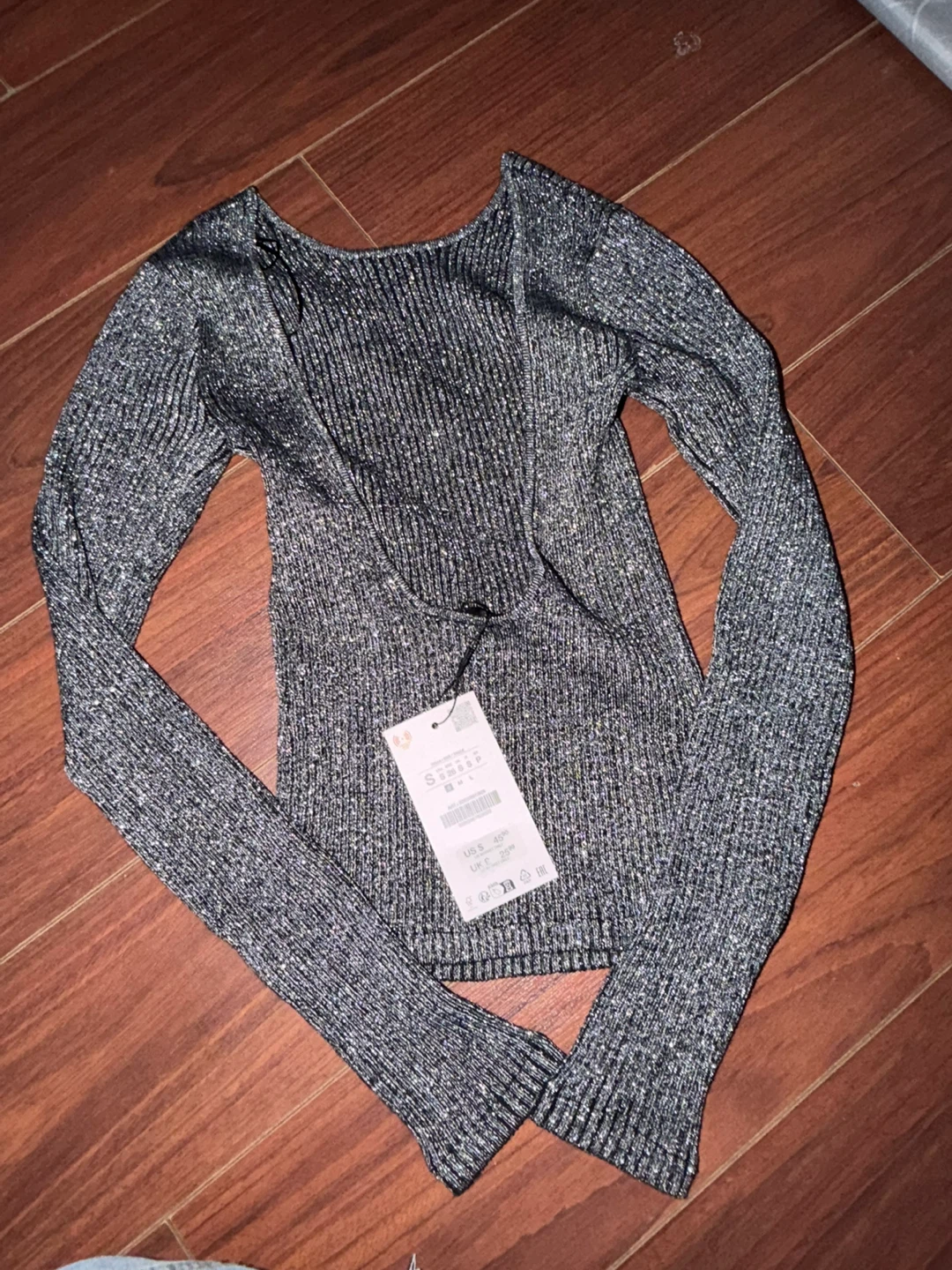 Zara Ribbed Sparkle Long Sleeve Top - photo 4