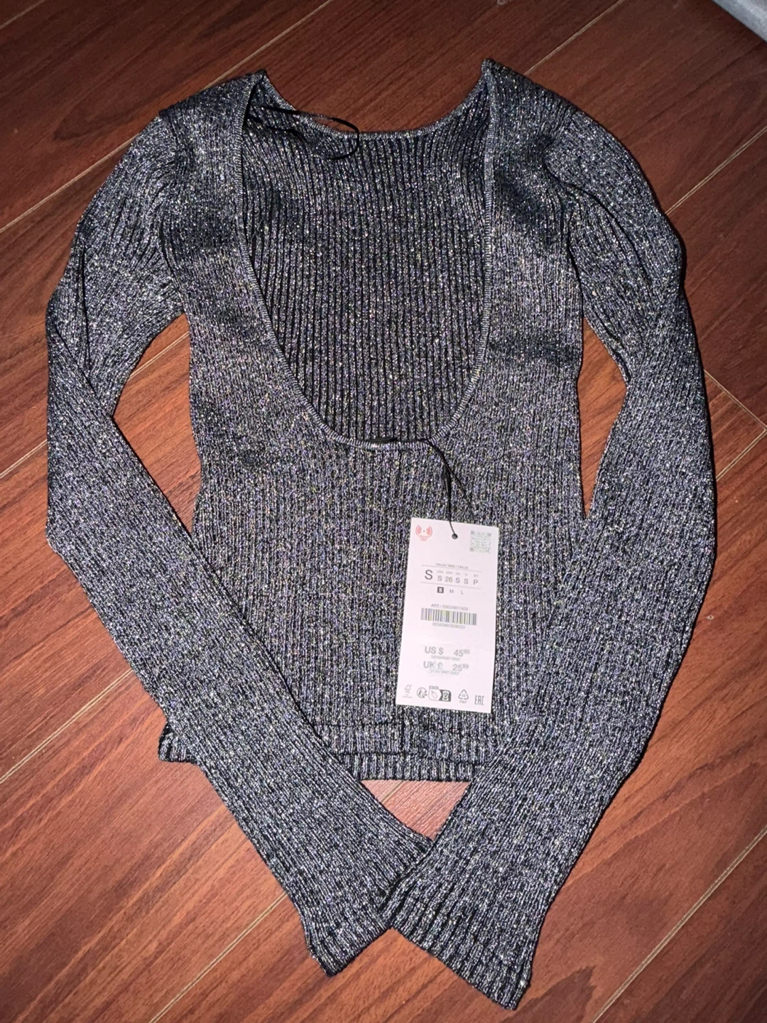 Zara Ribbed Sparkle Long Sleeve Top - photo 3