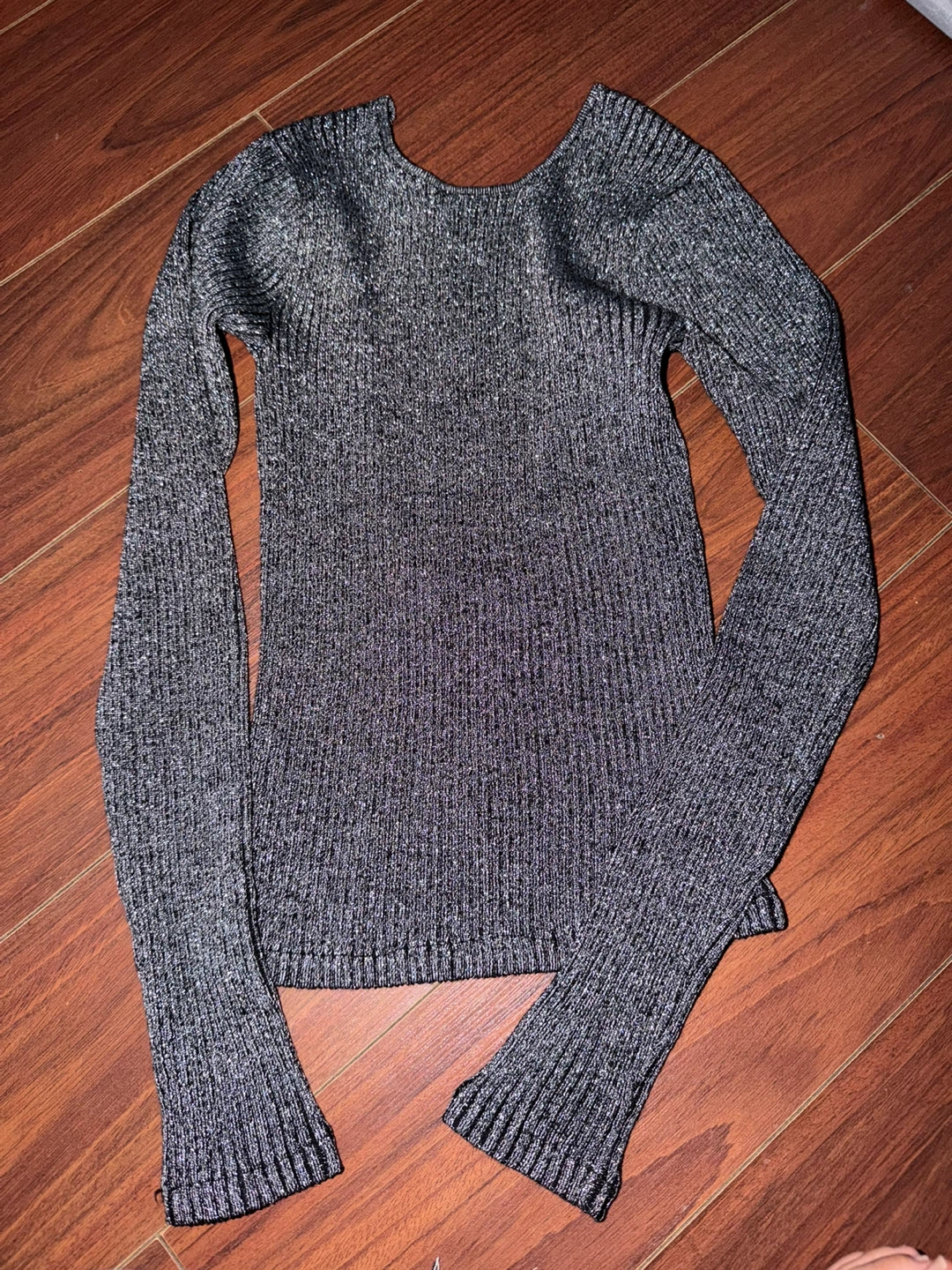 Zara Ribbed Sparkle Long Sleeve Top
