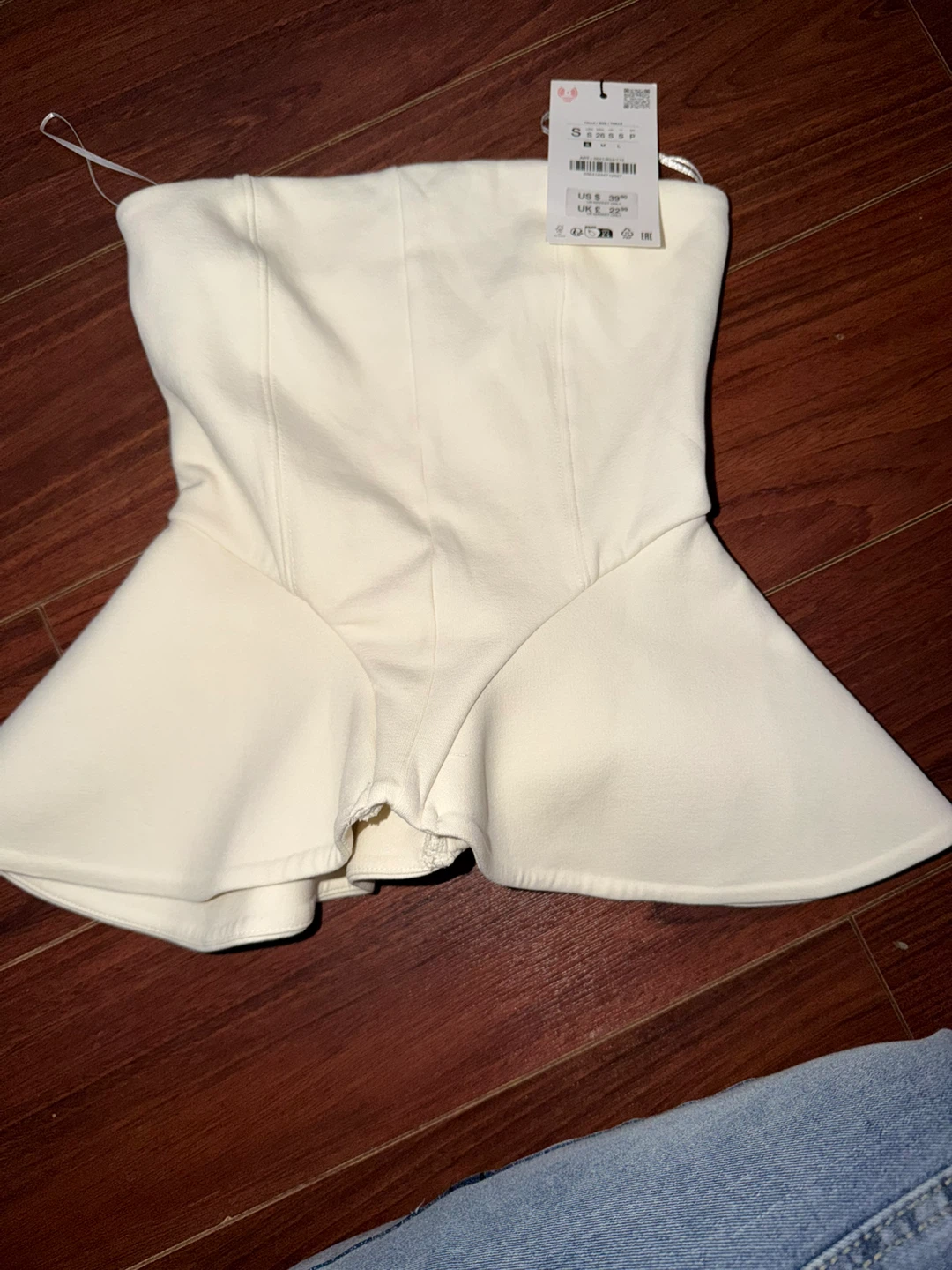 Zara White Peplum Corset Top