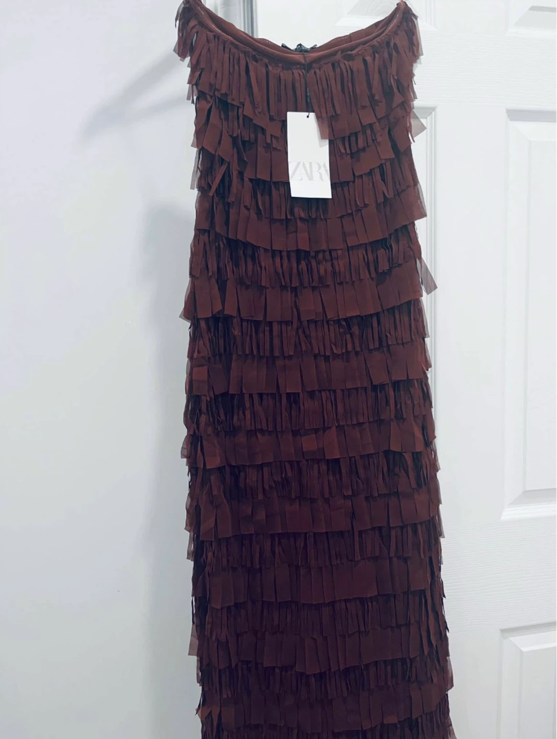 Zara Strapless Fringed Dress