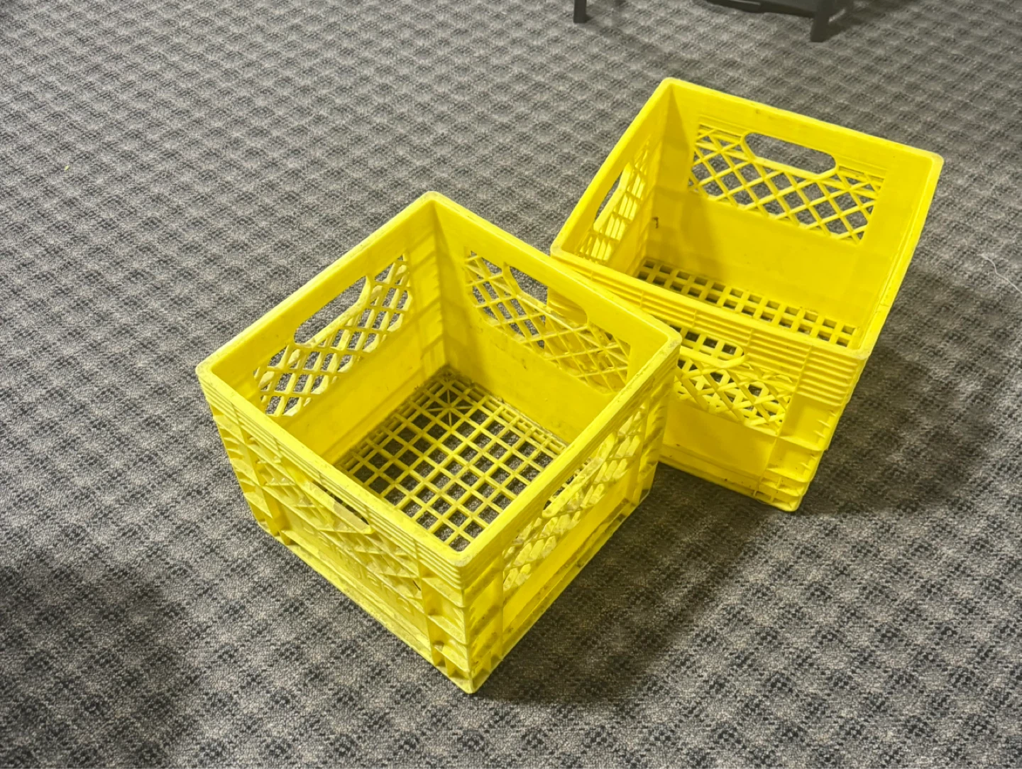 Yellow Plastic Milk Crates (Set of 2)