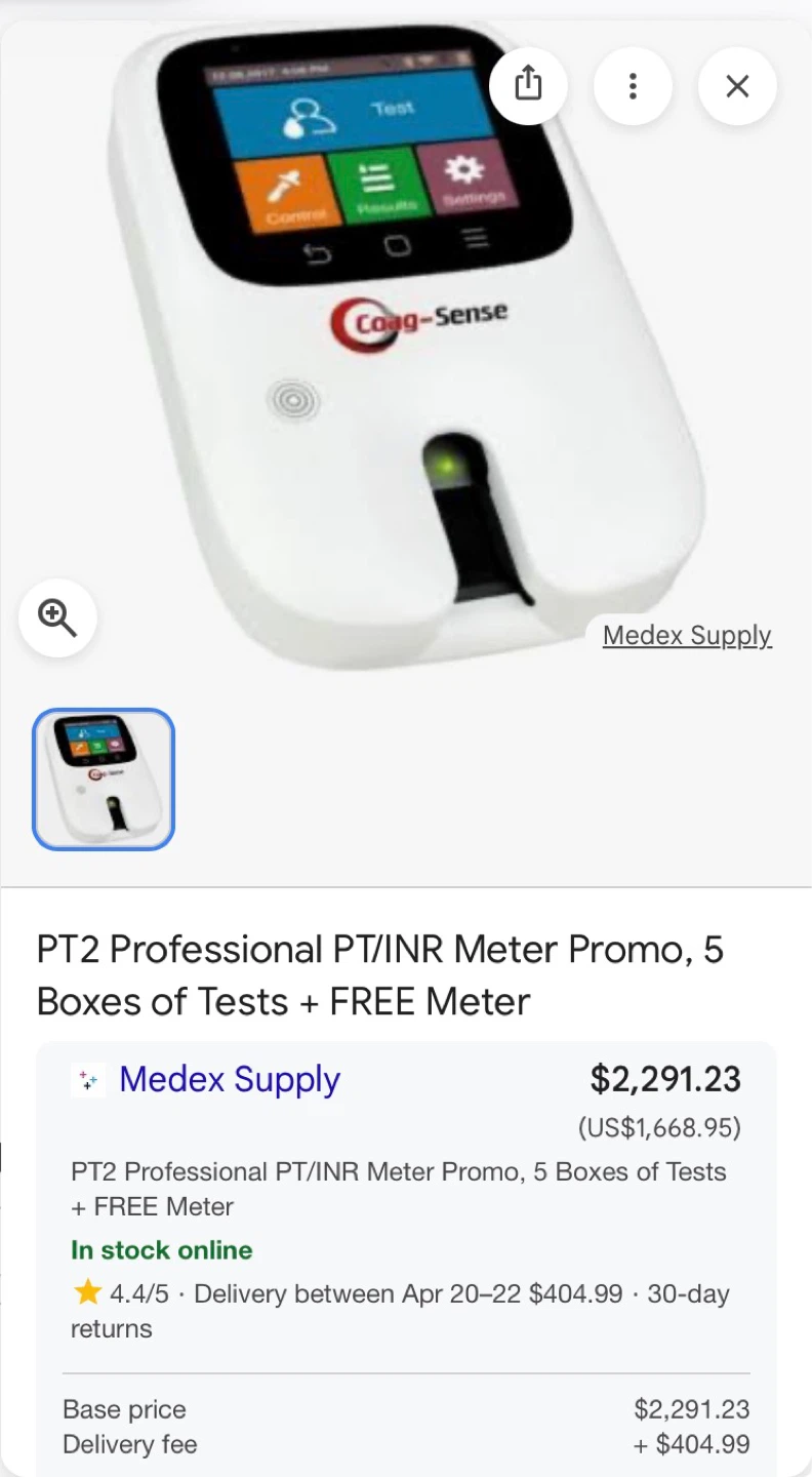 Coag-Sense Digital Prothrombin Time PT/INR Monitoring System - photo 2