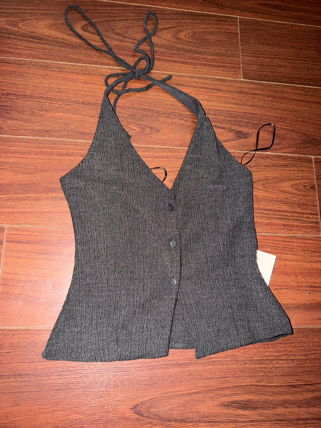 Black Textured Halter Top - Size S - photo 2