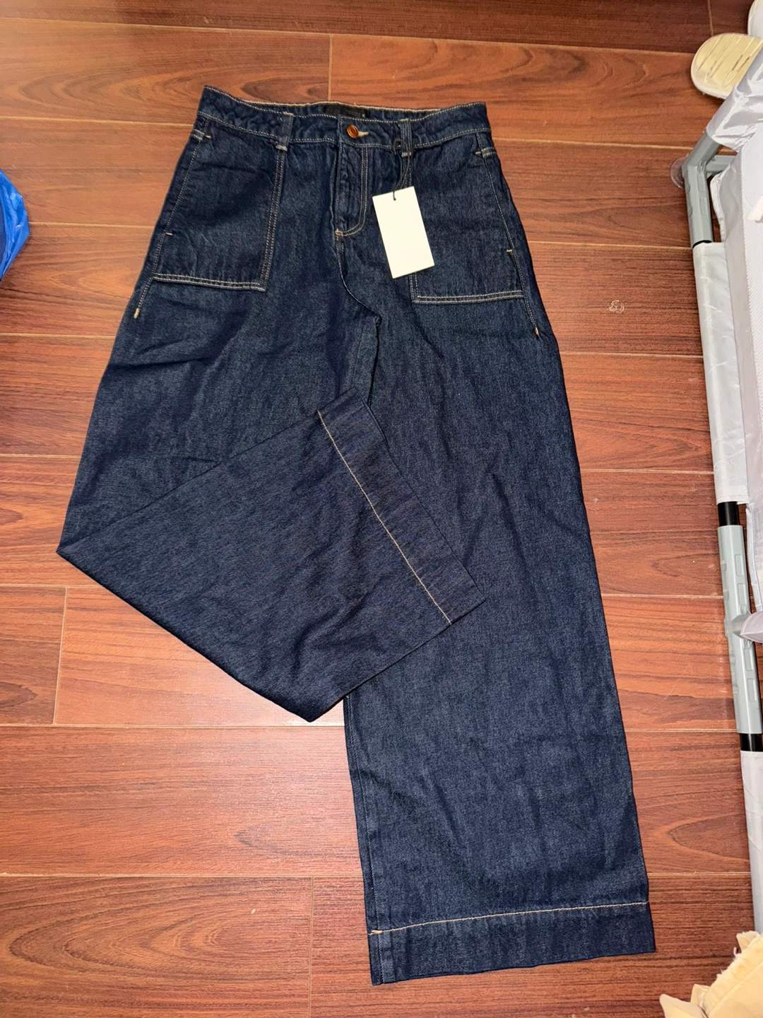 Dark Wash Wide Leg Denim Jeans Zara