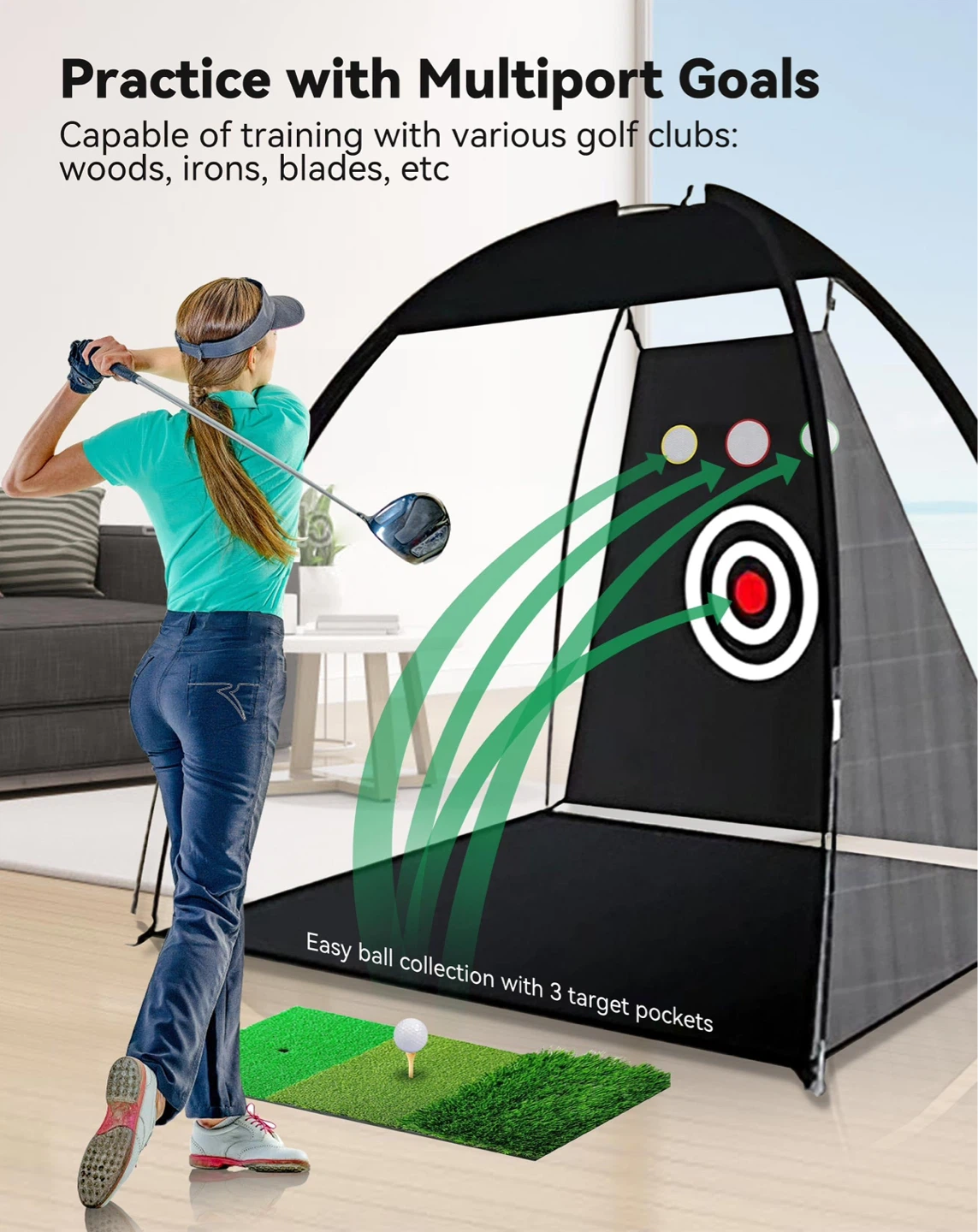 Outdoor Indoor Golf Hitting Net with 10 Balls - 10’x7’ - photo 2