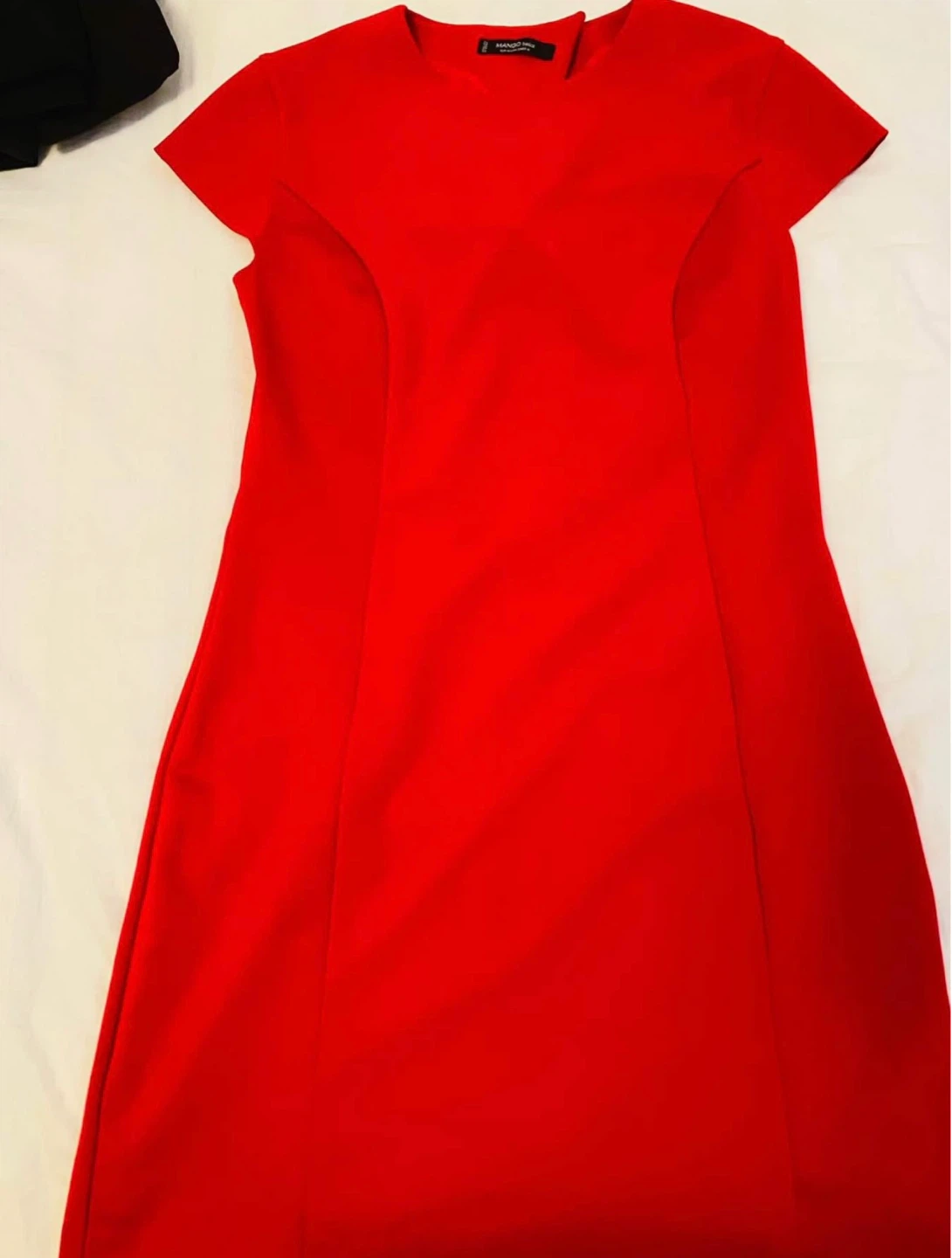 MANGO Black Square Neck Dress