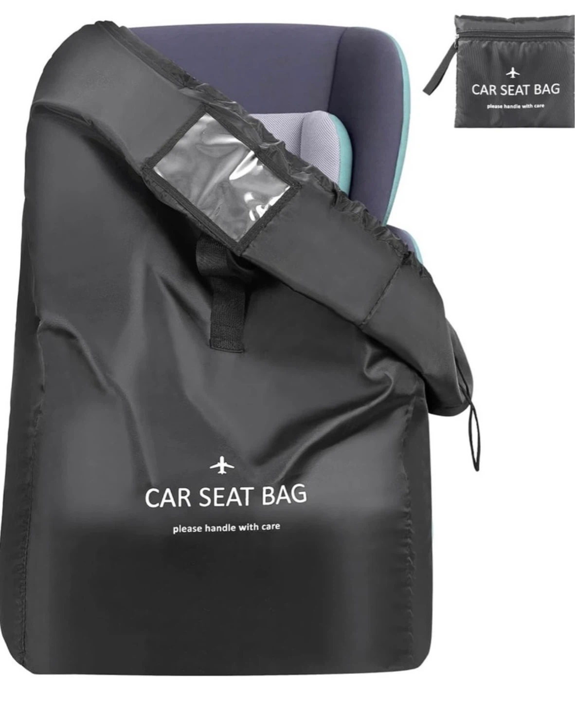 Car Seat Travel Bag - Universal Size - Shoulder Strap - Black