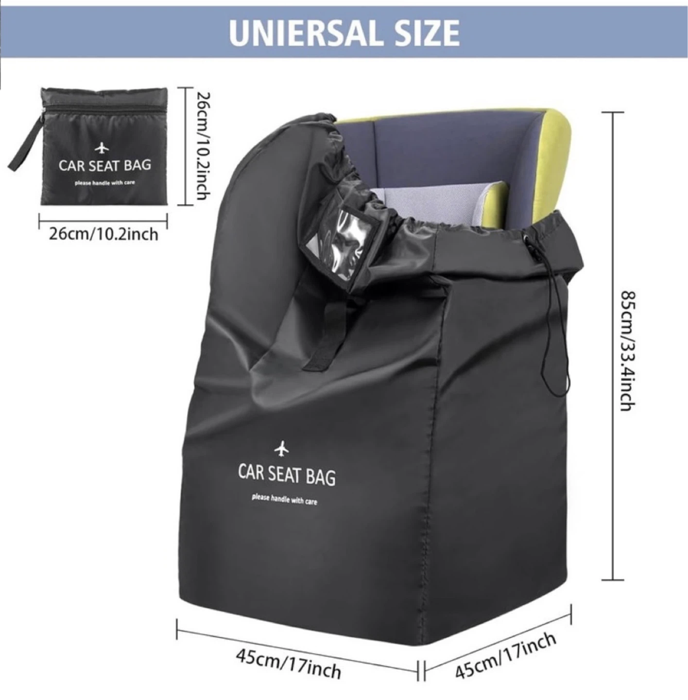 Car Seat Travel Bag - Universal Size - Shoulder Strap - Black - photo 2
