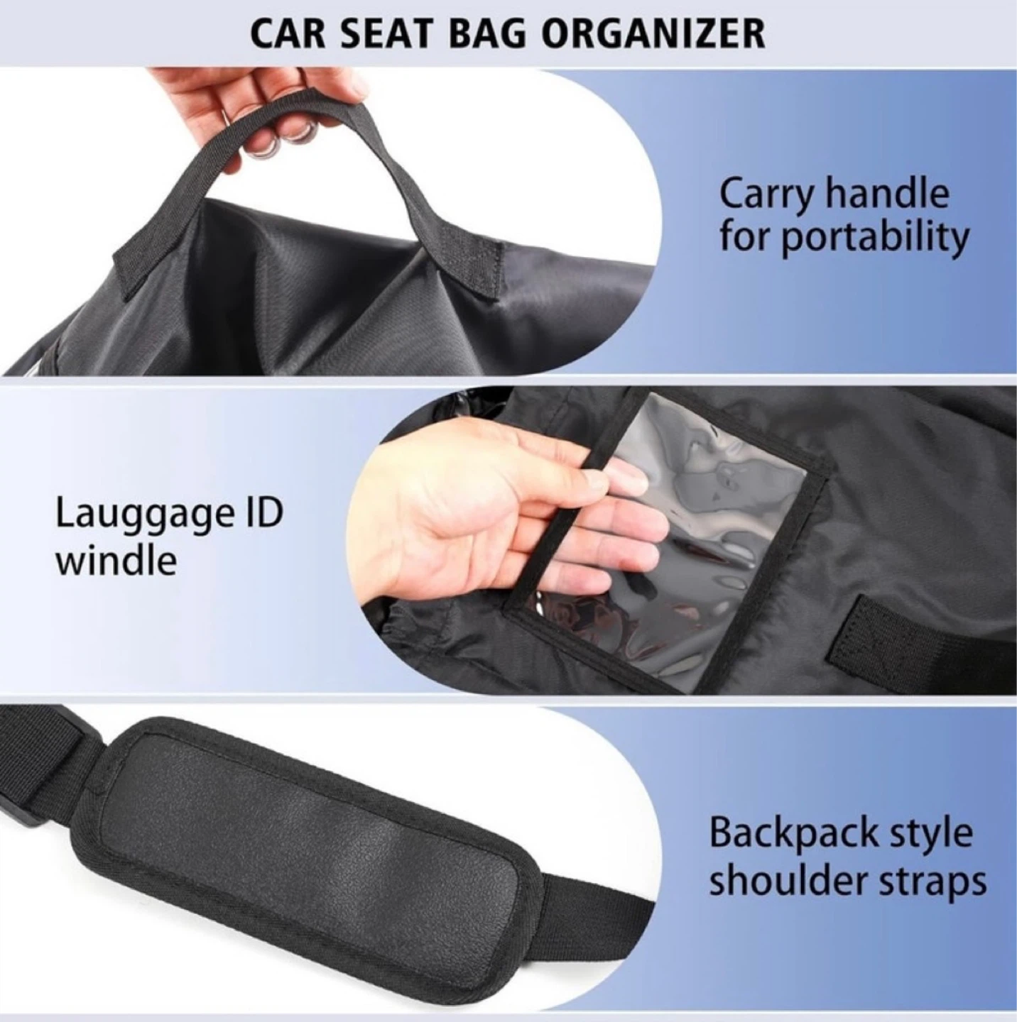 Car Seat Travel Bag - Universal Size - Shoulder Strap - Black - photo 4