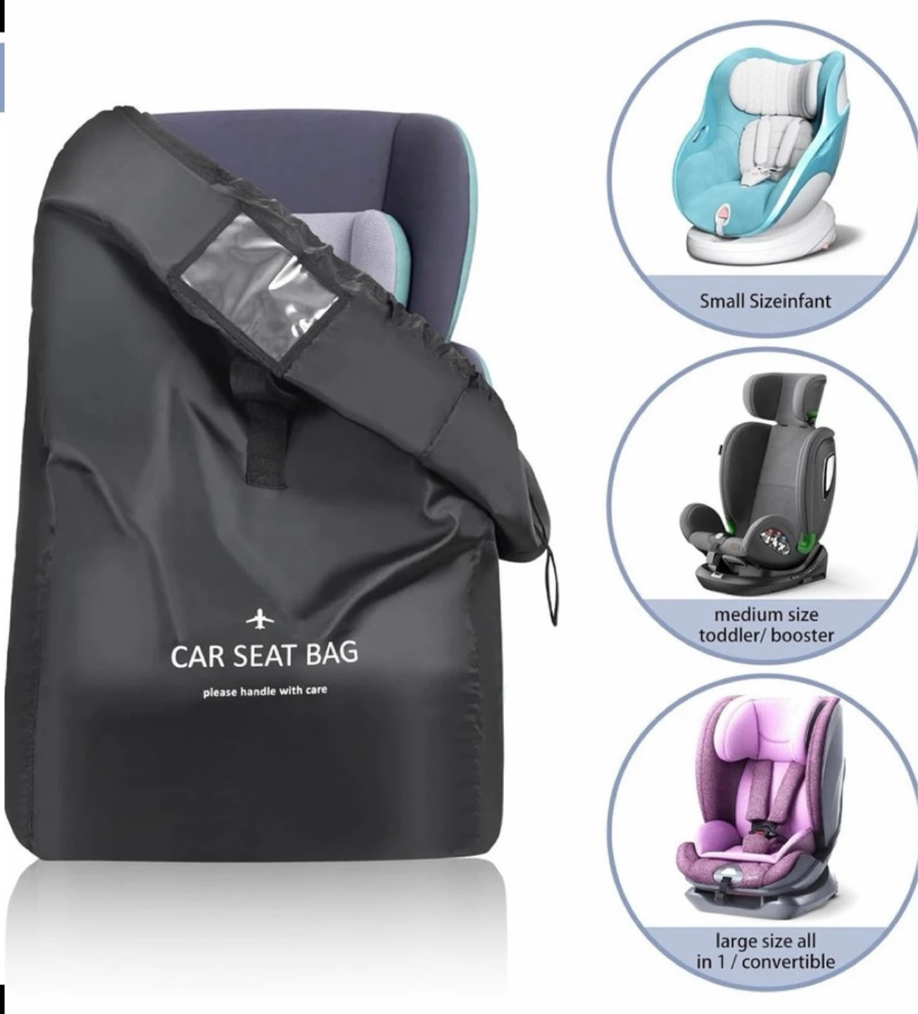 Car Seat Travel Bag - Universal Size - Shoulder Strap - Black - photo 3