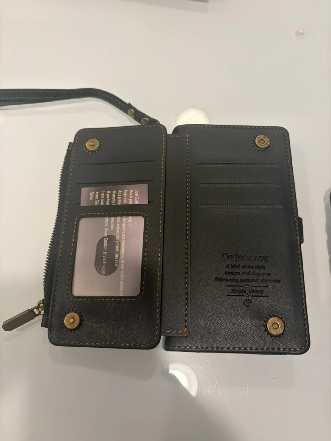 Iphone 17 Defencase Black Leather Wallet Phone Case with Zipper - photo 4