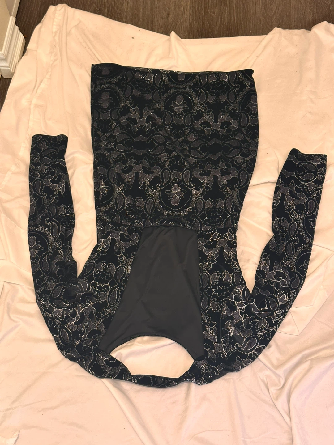 Guess Black & Silver Print Long Sleeve Dress Size L - photo 5