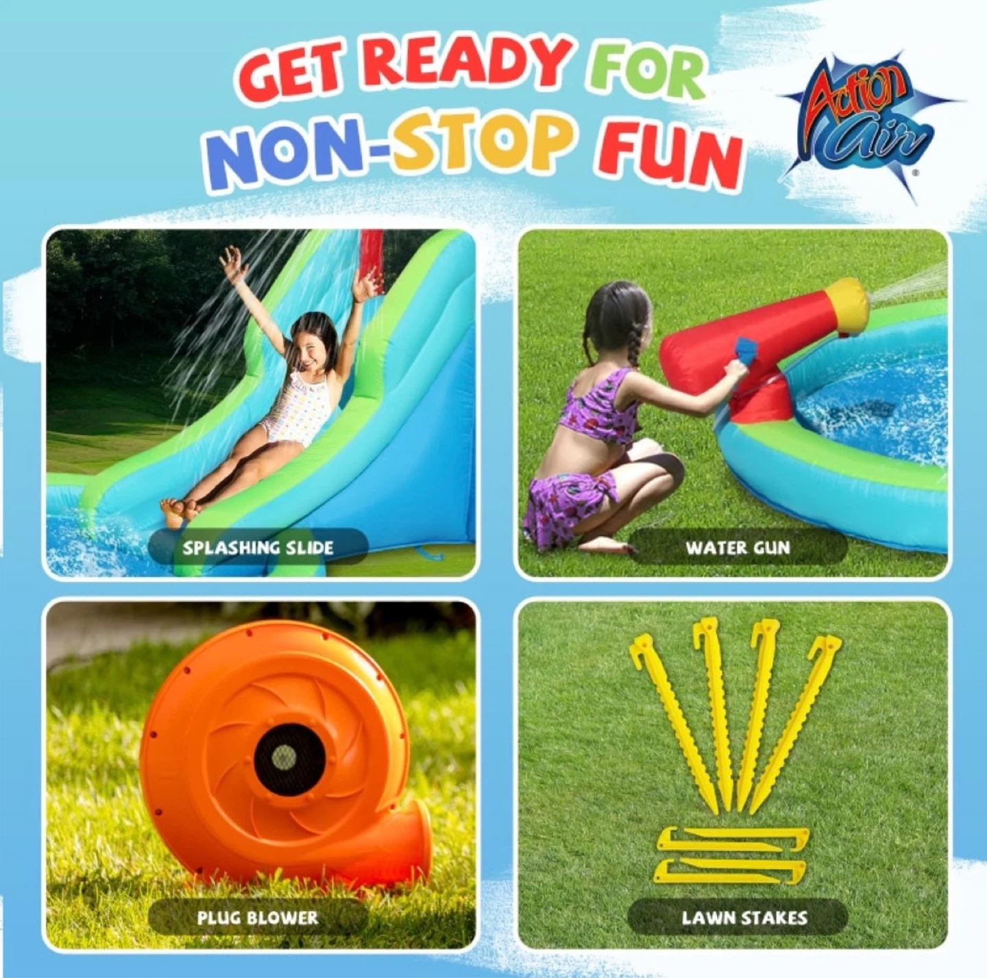 ACTION AIR Inflatable Bounce House w Slide for Wet + Dry - photo 5
