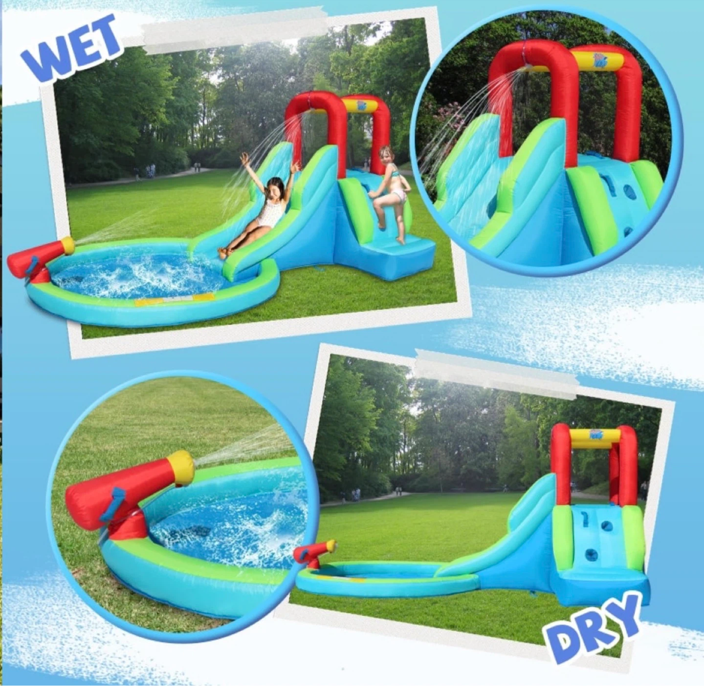 ACTION AIR Inflatable Bounce House w Slide for Wet + Dry - photo 4