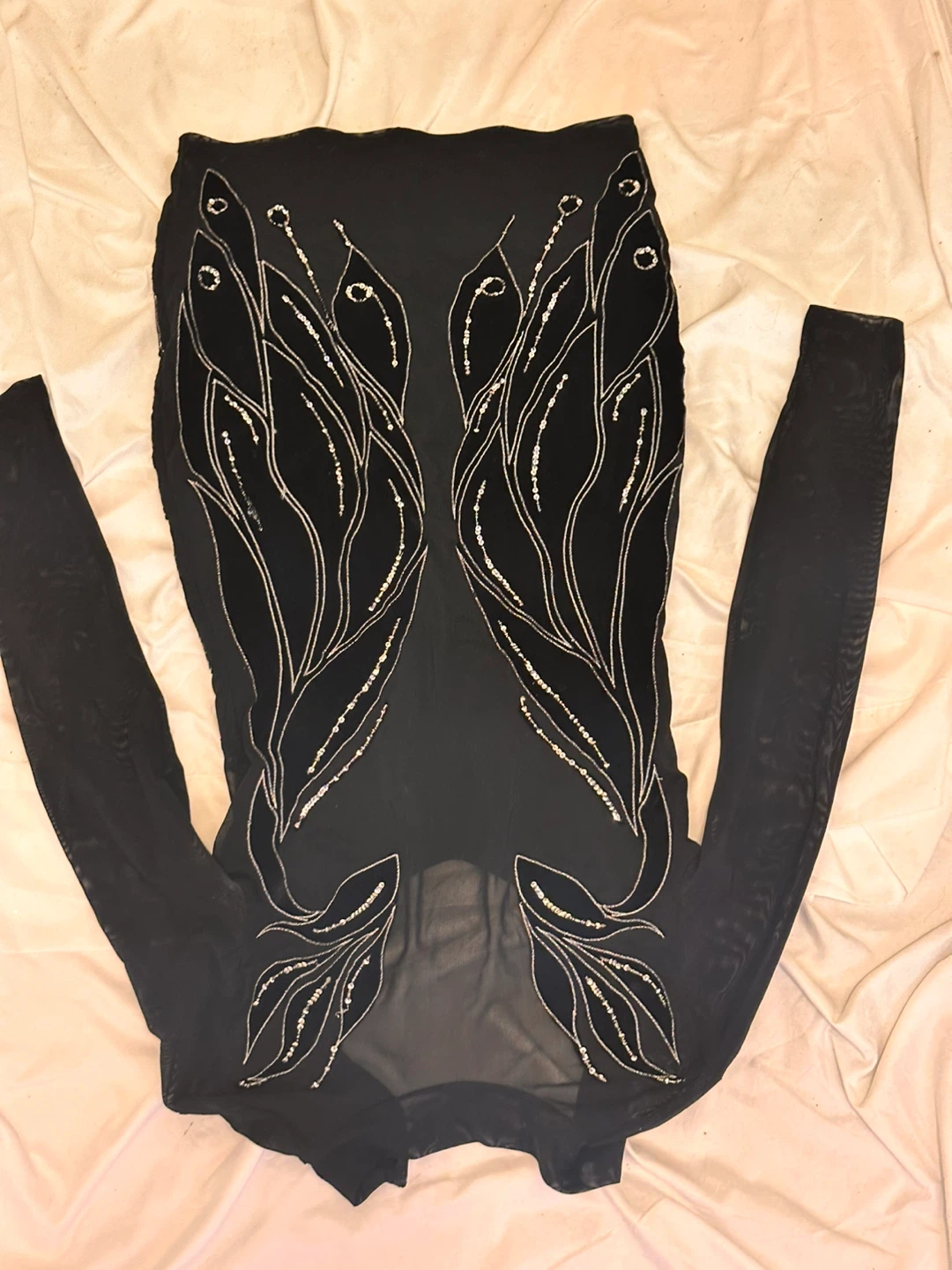 Guess Black Mesh Beaded Dress Size M