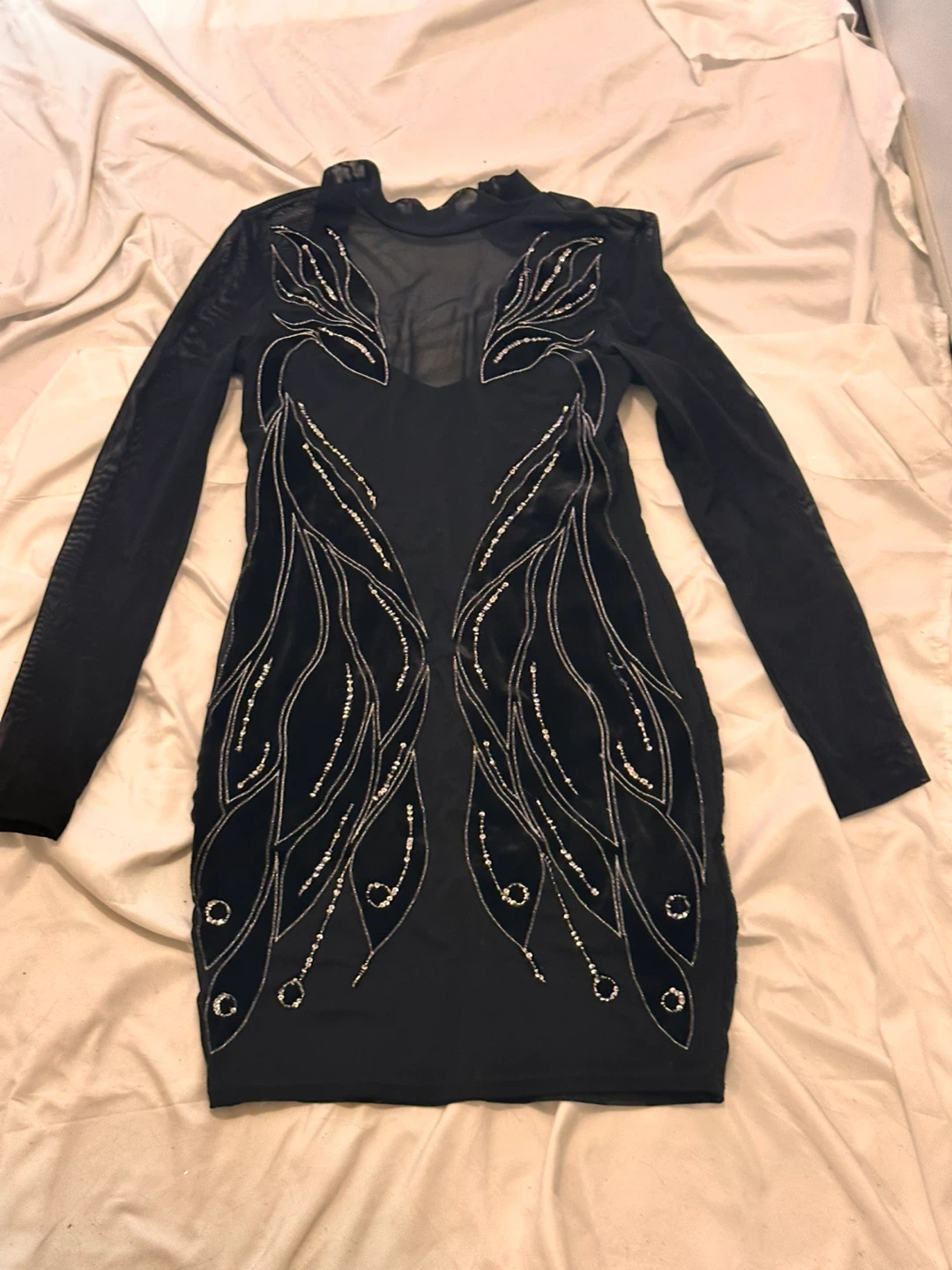 Guess Black Mesh Beaded Dress Size M - photo 3