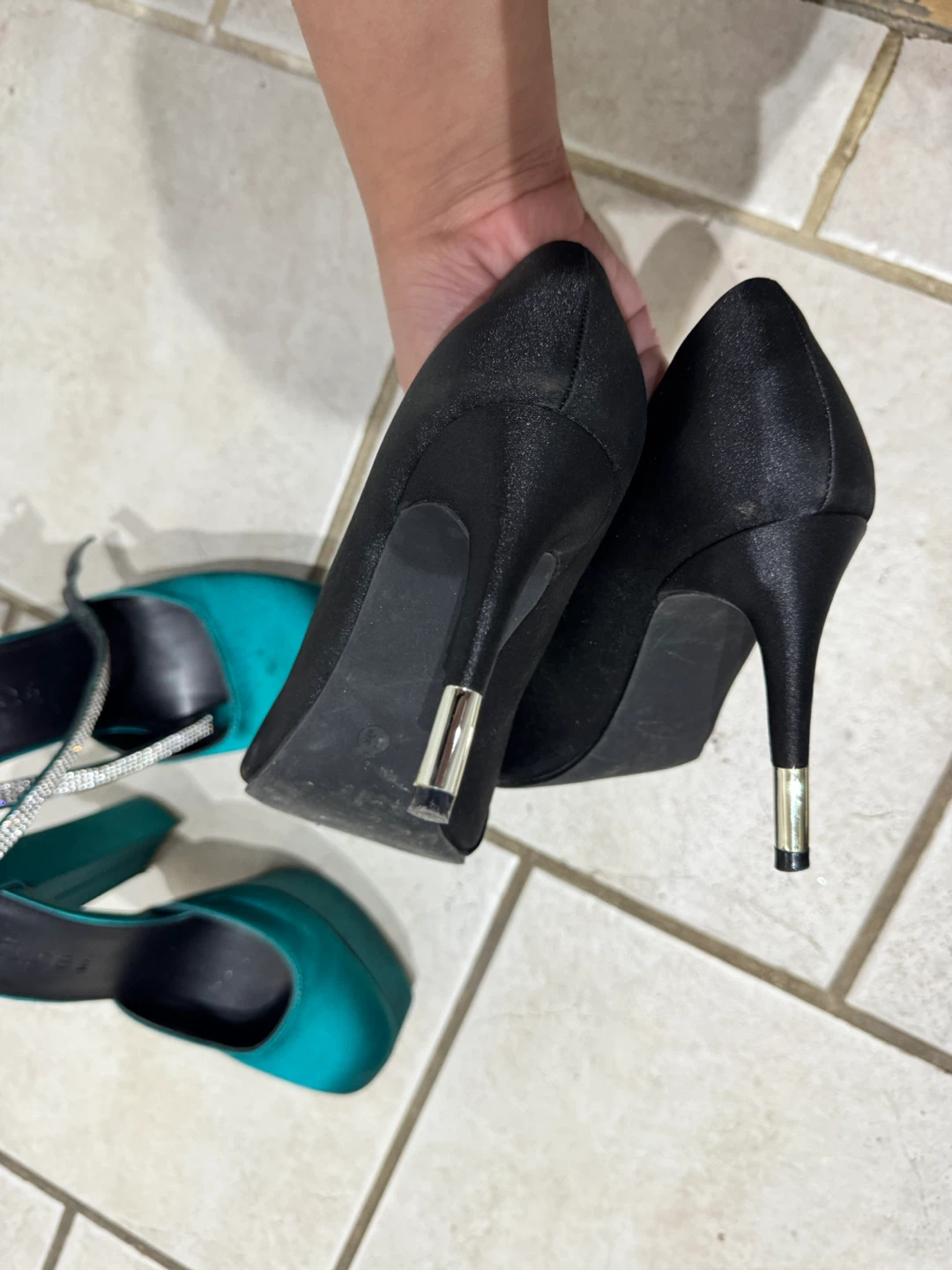 Turquoise Platform Heels & Black Bow Pumps - photo 2