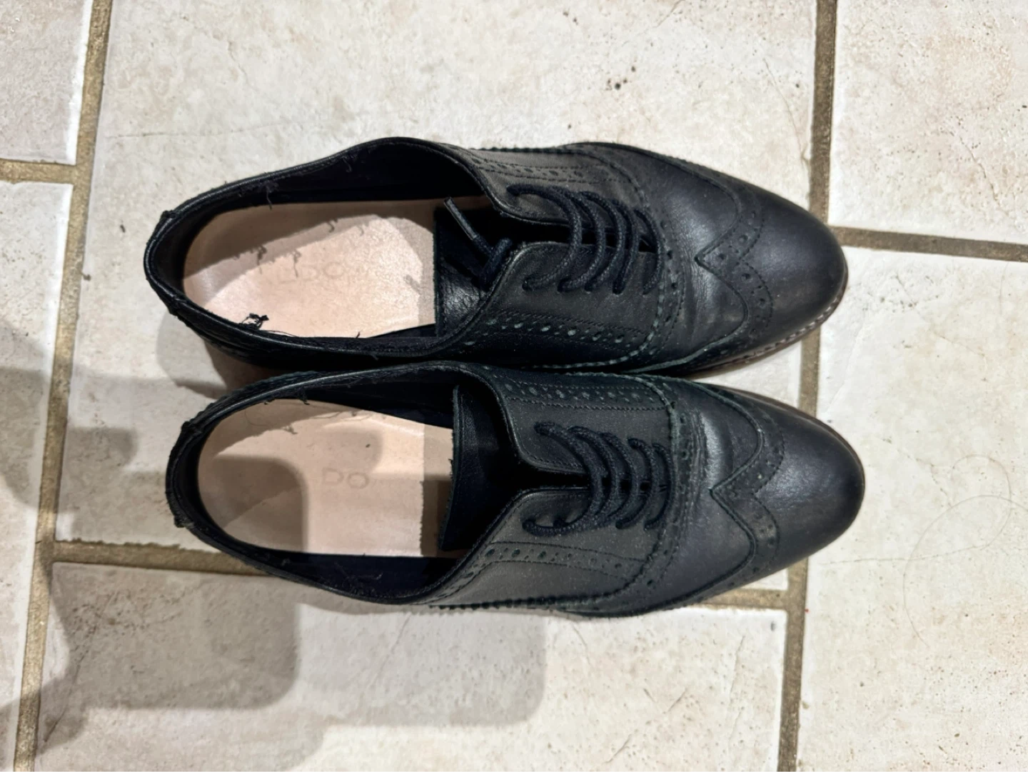 ALDO Black Leather Wingtip Oxfords