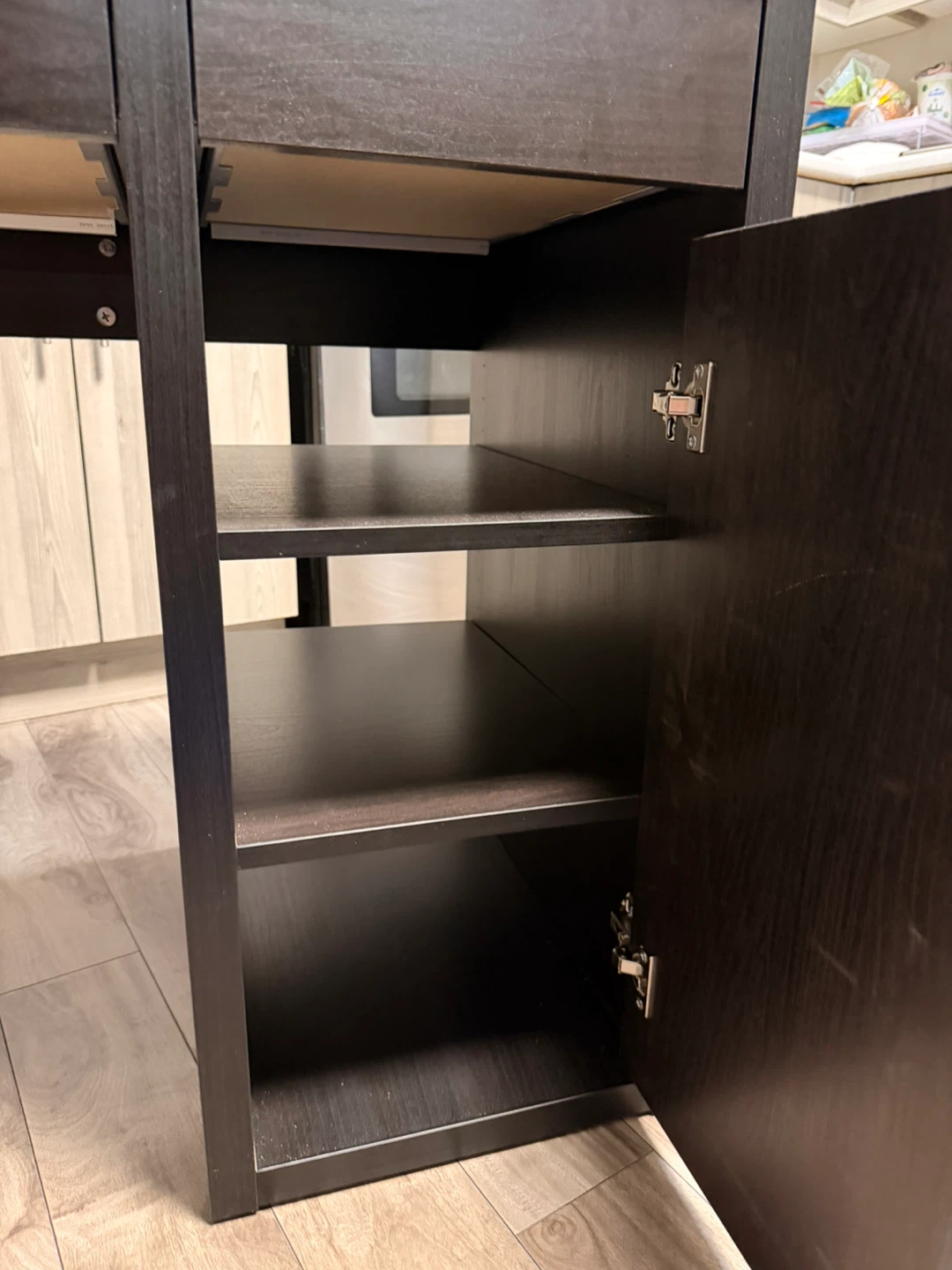 Dark Brown Desk with Drawer and Cabinet - photo 4