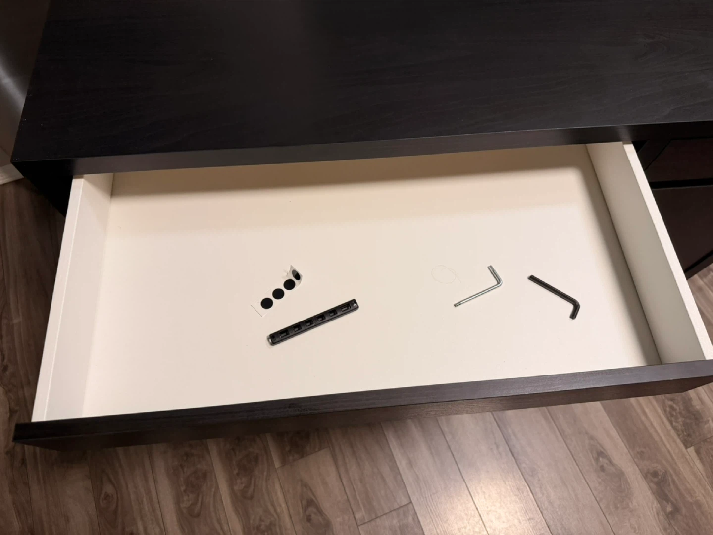 Dark Brown Desk with Drawer and Cabinet - photo 3