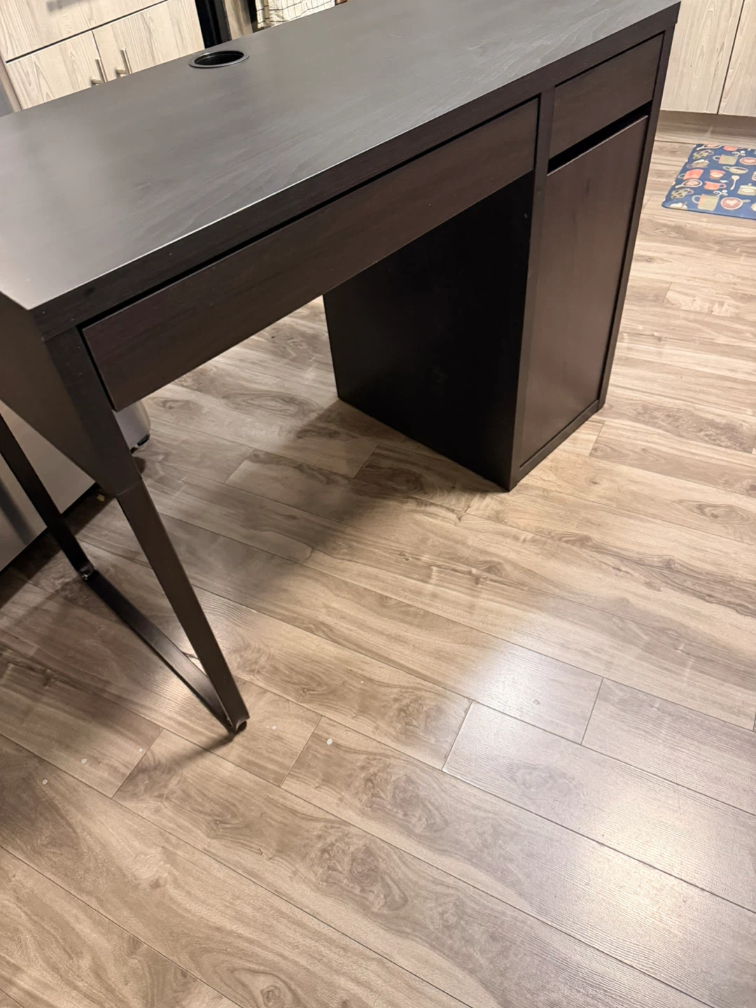 Dark Brown Desk with Drawer and Cabinet - photo 2