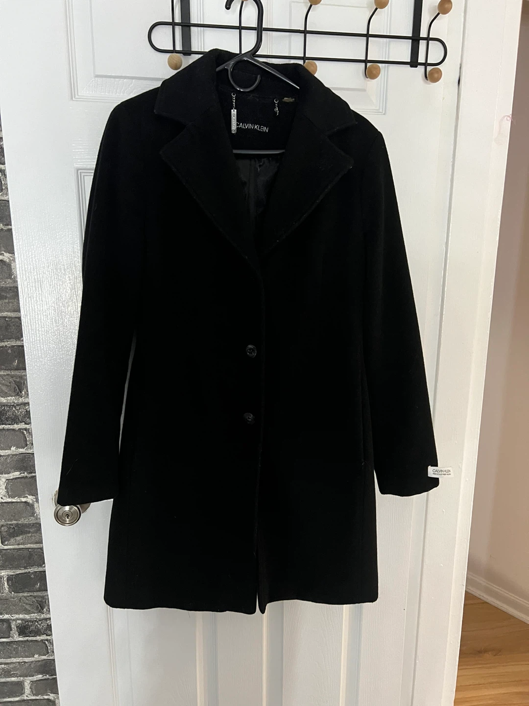 Calvin Klein Black Precious Fiber Blend Coat