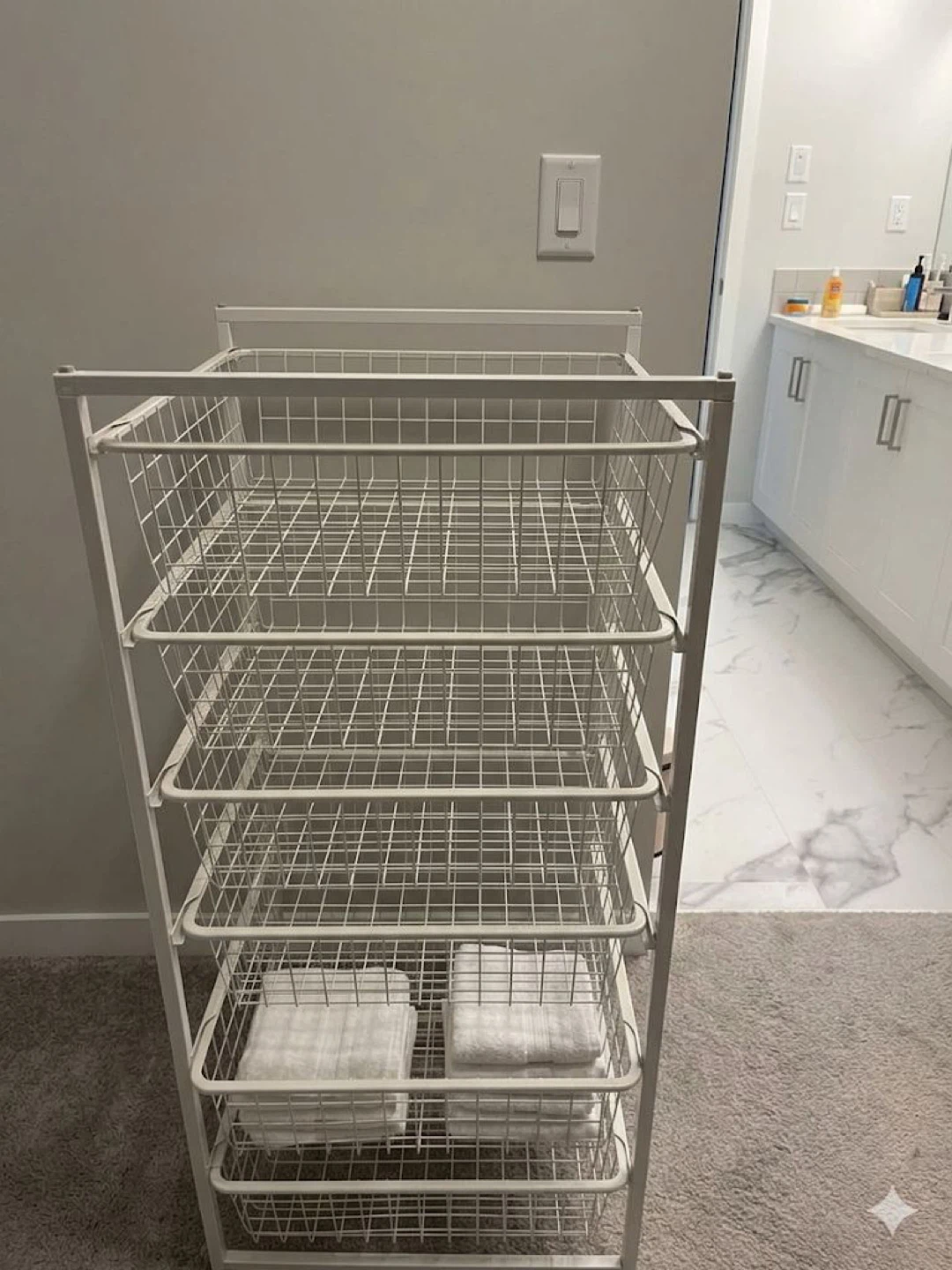 White Metal Wire Storage Cart with 6 Baskets - photo 3