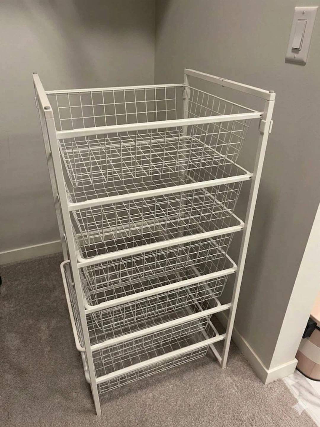 White Metal Wire Storage Cart with 6 Baskets - photo 2
