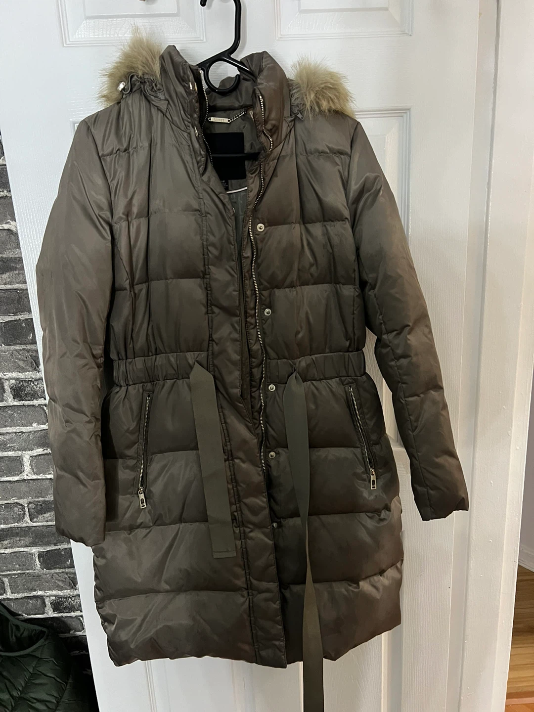 Ivanka Trump Women's Puffer Coat with Fur Hood