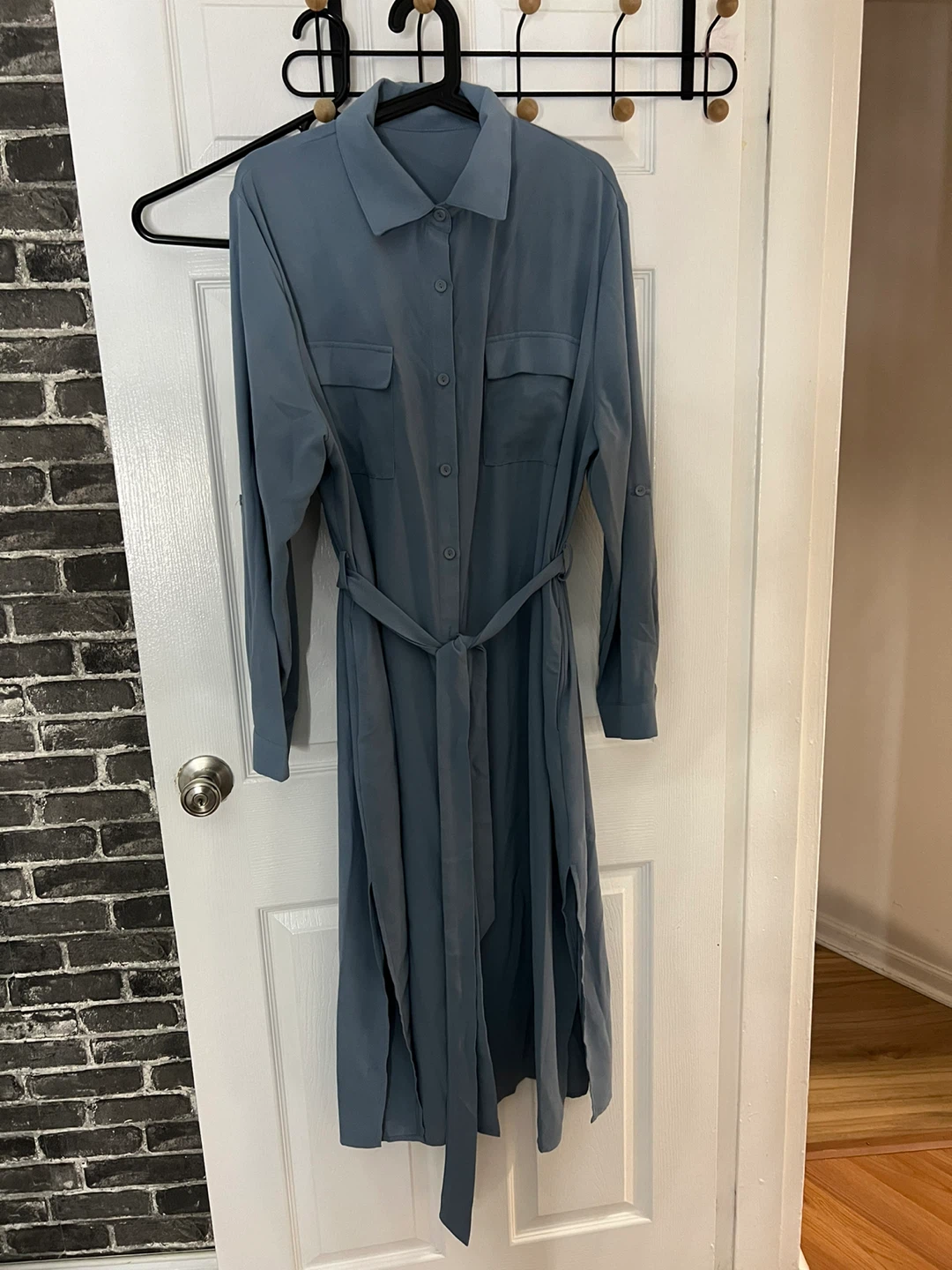 Blue Polyester Midi Dress - Size XL