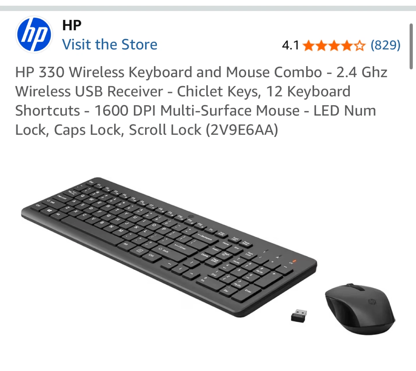 HP 330 Wireless Keyboard and Mouse Combo - photo 3