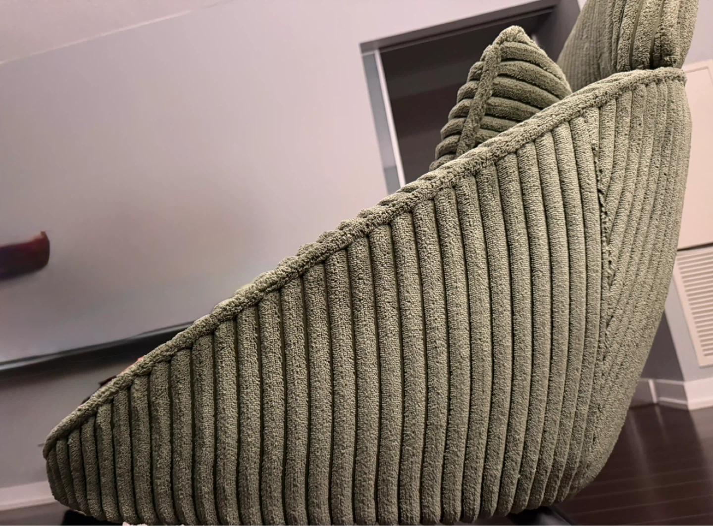 Green Corduroy Accent Chair with Two Pillows - photo 5