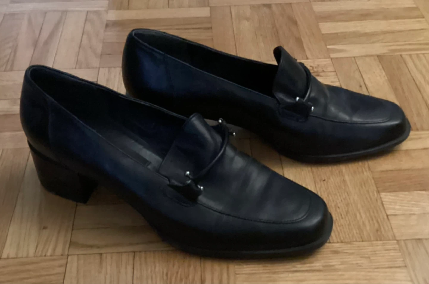Black Leather Loafer Heels collection - photo 2