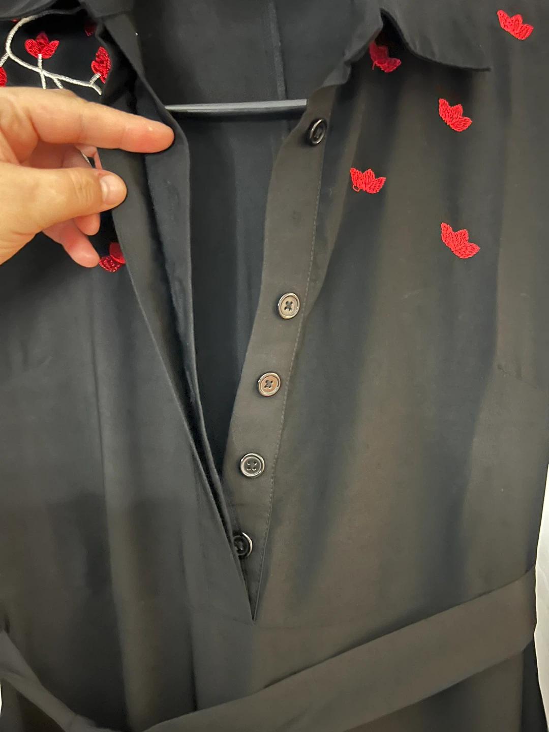 Precious Nova Black Dress with Red Floral Embroidery - photo 4