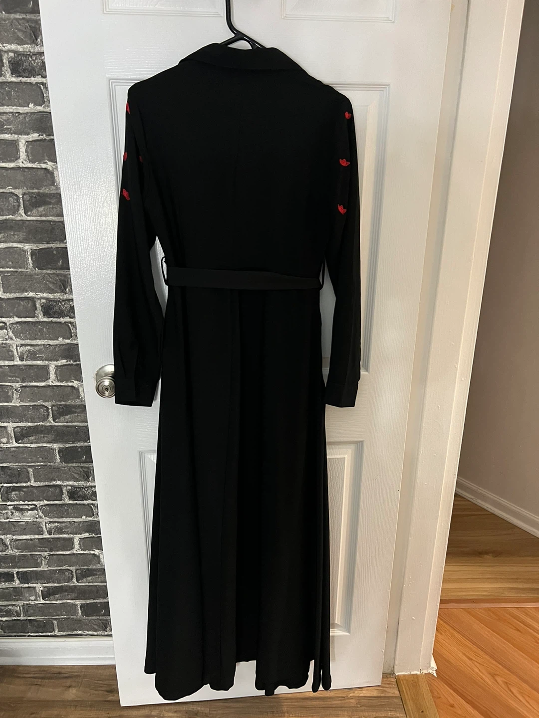 Precious Nova Black Dress with Red Floral Embroidery - photo 3