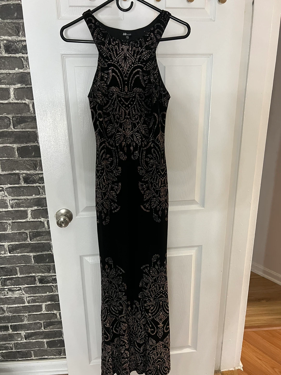 Juicy Apparel Black Glitter Print Maxi Dress Size 3/4