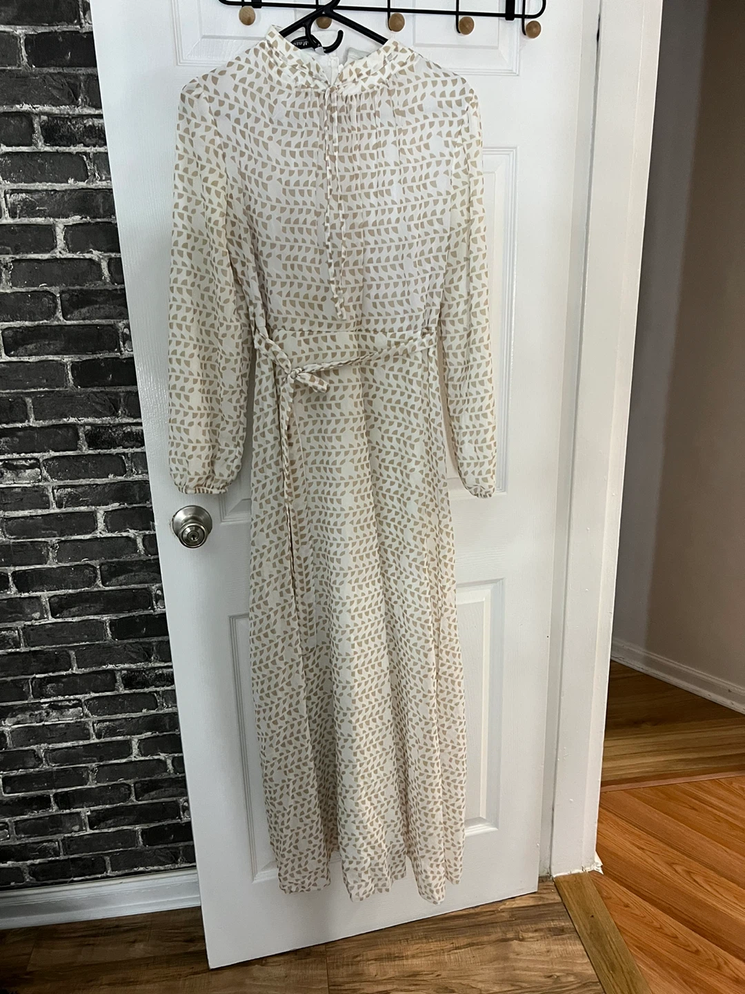 Urban Modesty Beige & White Patterned Maxi Dress - Size L