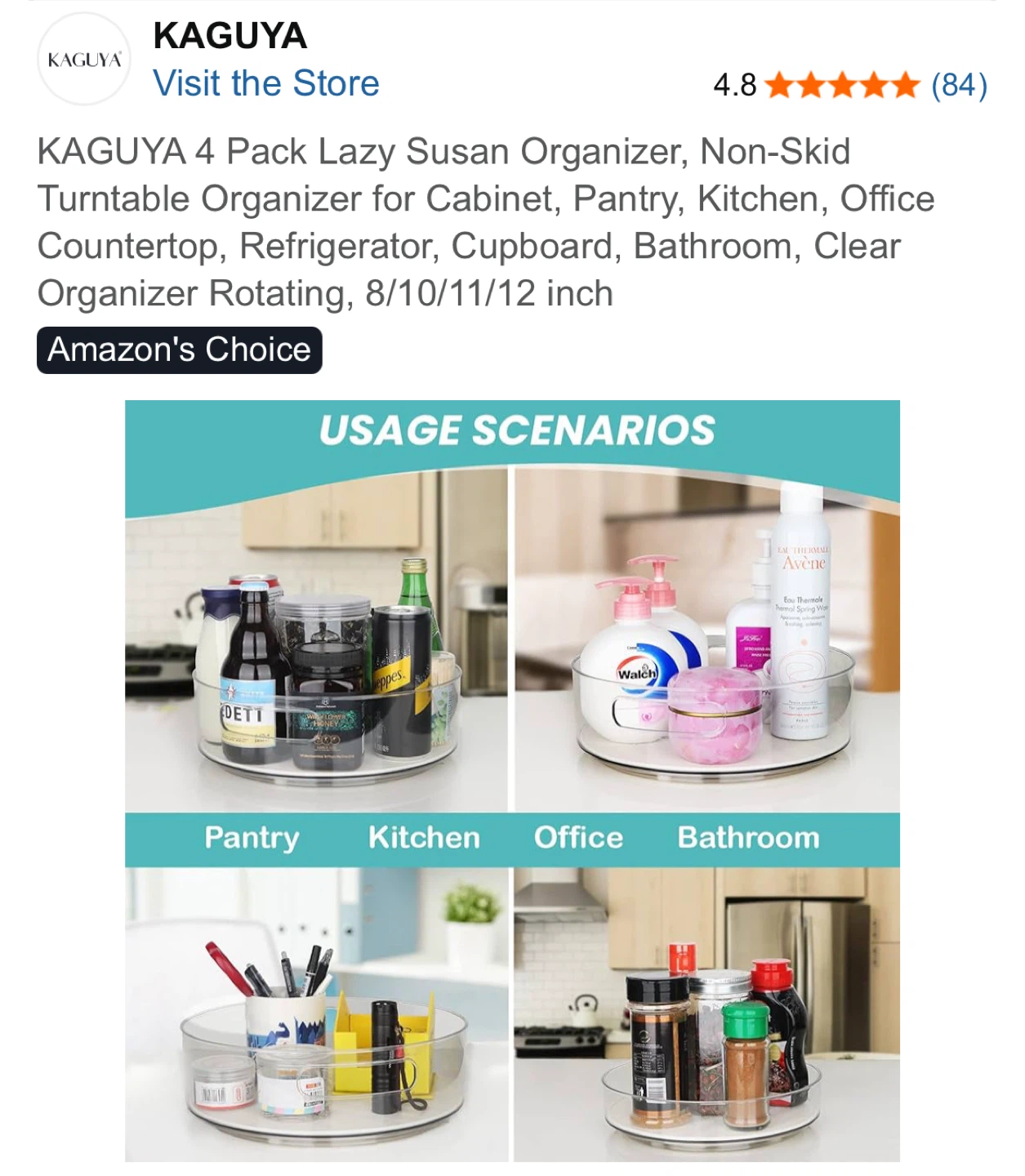 KAGUYA 4 Pack Lazy Susan Organizer - 8/10/11/12 inch - photo 4